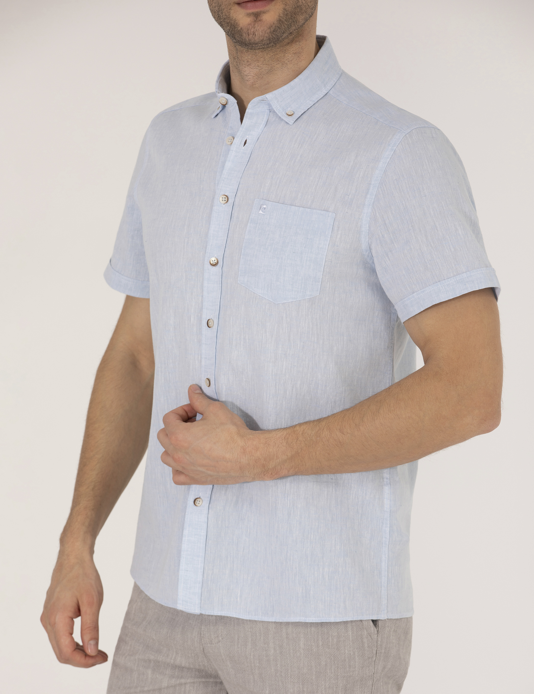 Pierre Cardin Açık Mavi Regular Fit Kısa Kollu Gömlek görsel 6