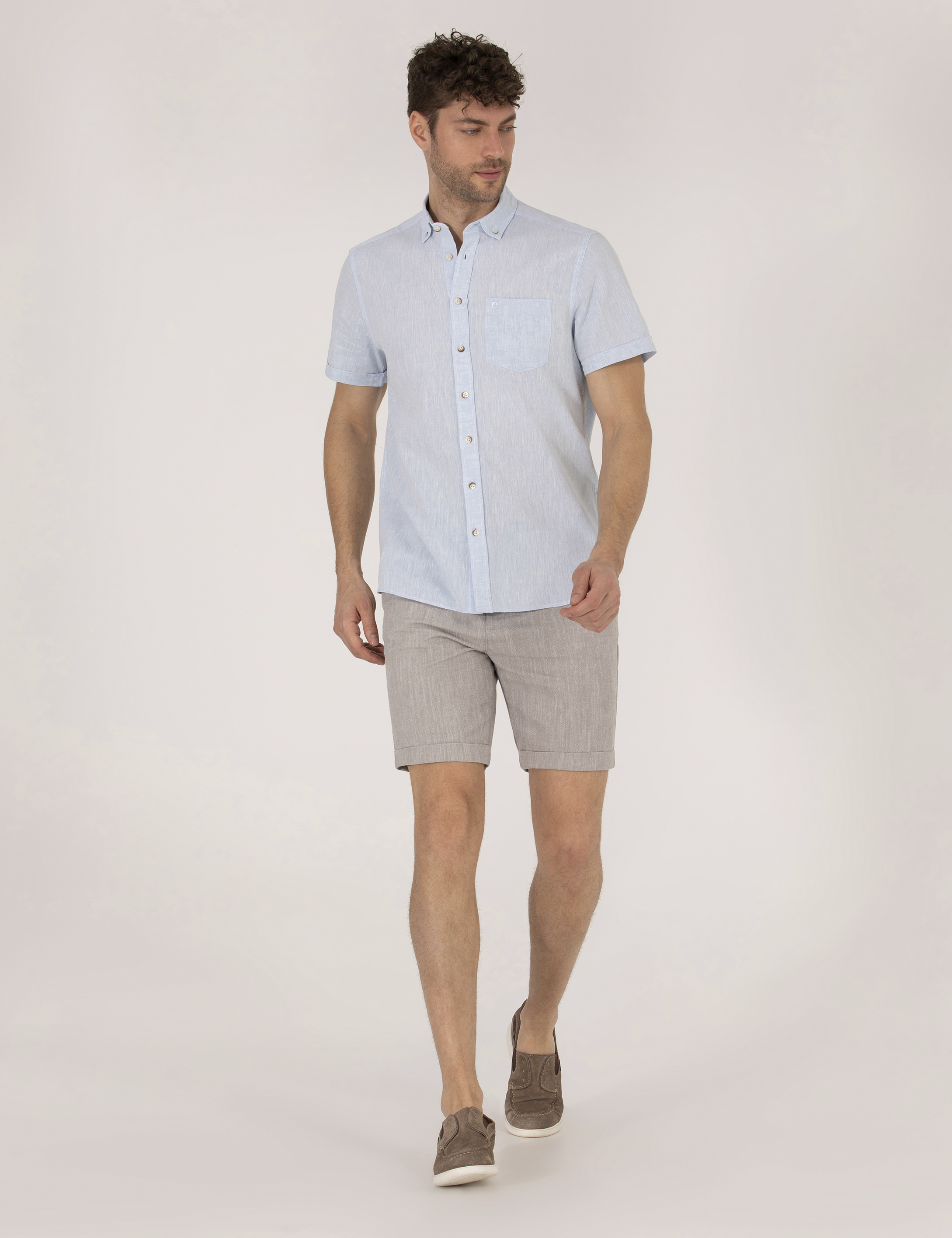 Pierre Cardin Açık Mavi Regular Fit Kısa Kollu Gömlek görsel 4