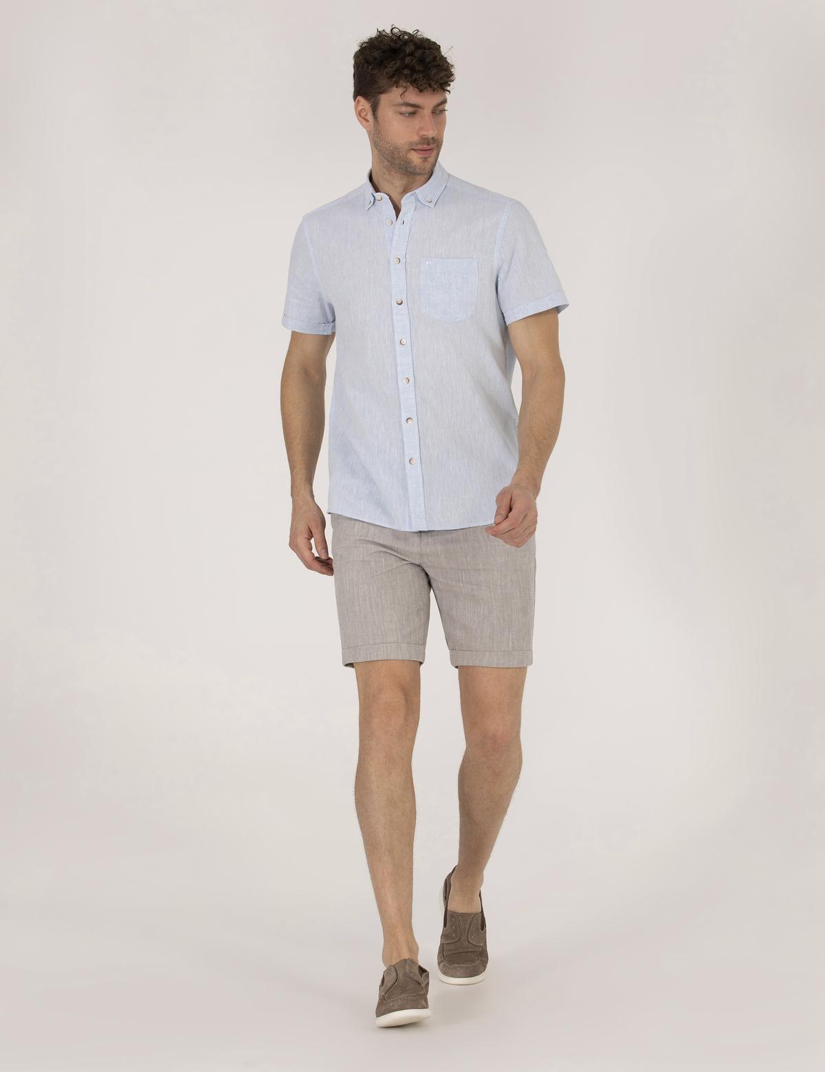 Açık Mavi Regular Fit Kısa Kollu Gömlek - 50265118022