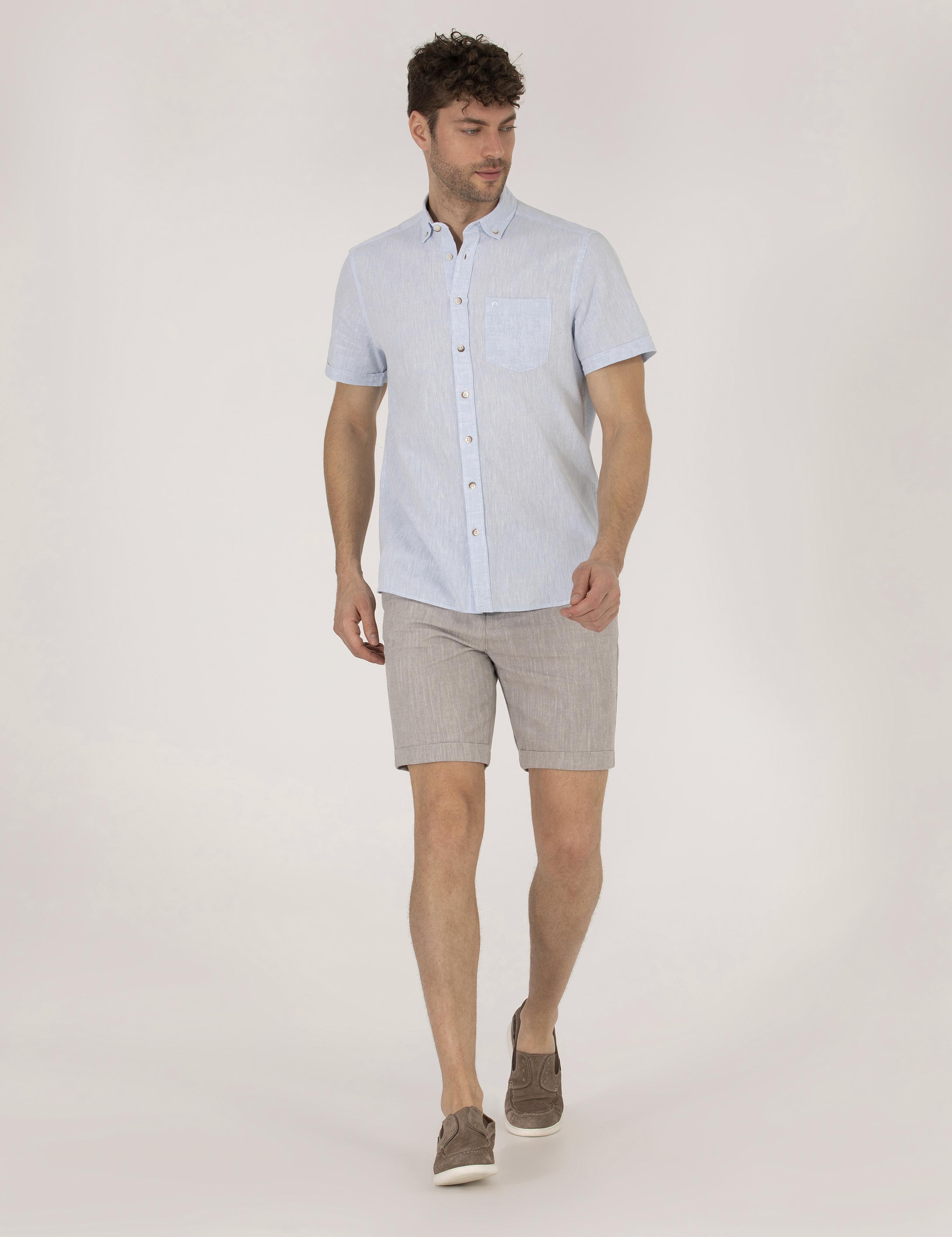 Açık Mavi Regular Fit Kısa Kollu Gömlek