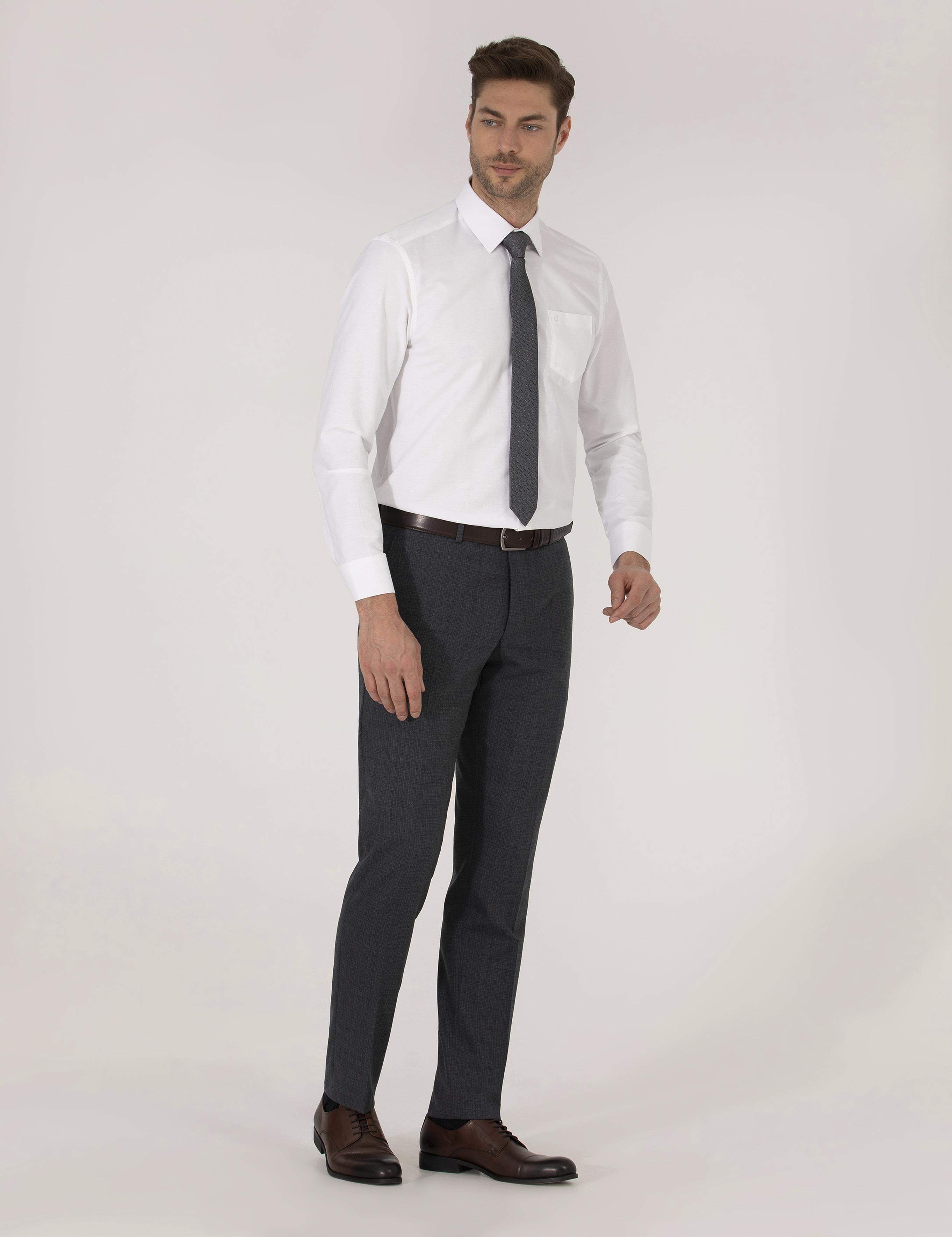 Beyaz Regular Fit Uzun Kollu Klasik Gömlek