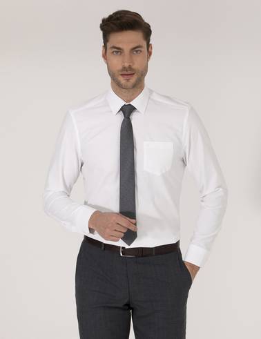 Beyaz Regular Fit Uzun Kollu Klasik Gömlek
