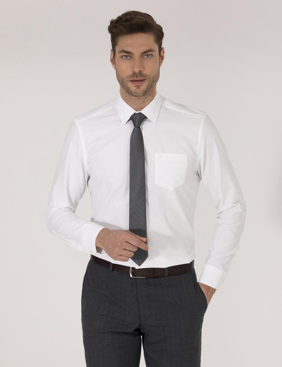 Beyaz Regular Fit Uzun Kollu Klasik Gömlek