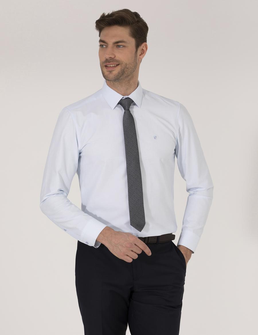 Açık Mavi Slim Fit Uzun Kollu Klasik Gömlek