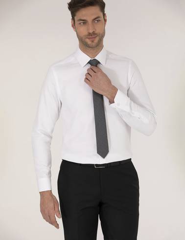 Beyaz Slim Fit Uzun Kollu Gömlek