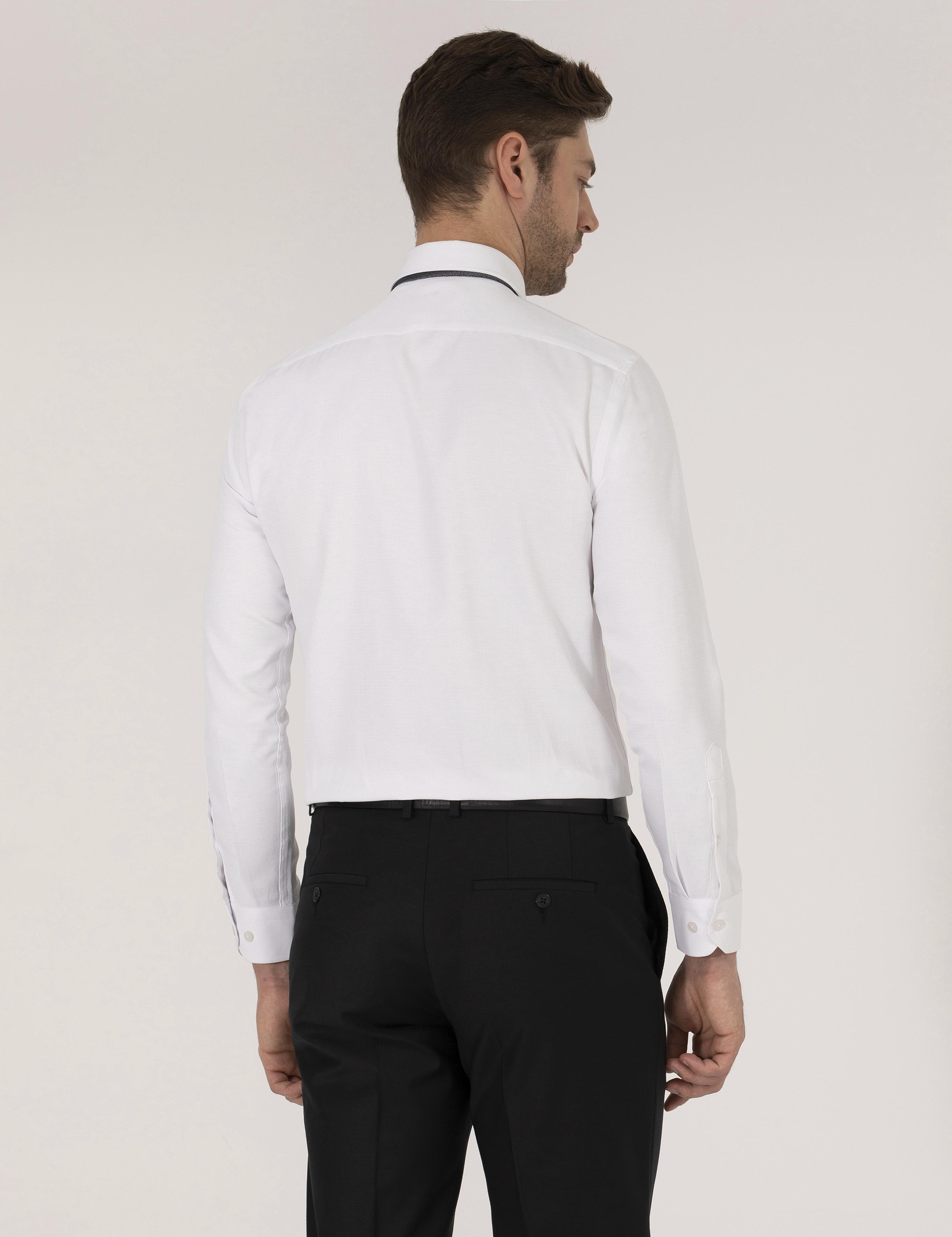 Beyaz Slim Fit Uzun Kollu Gömlek