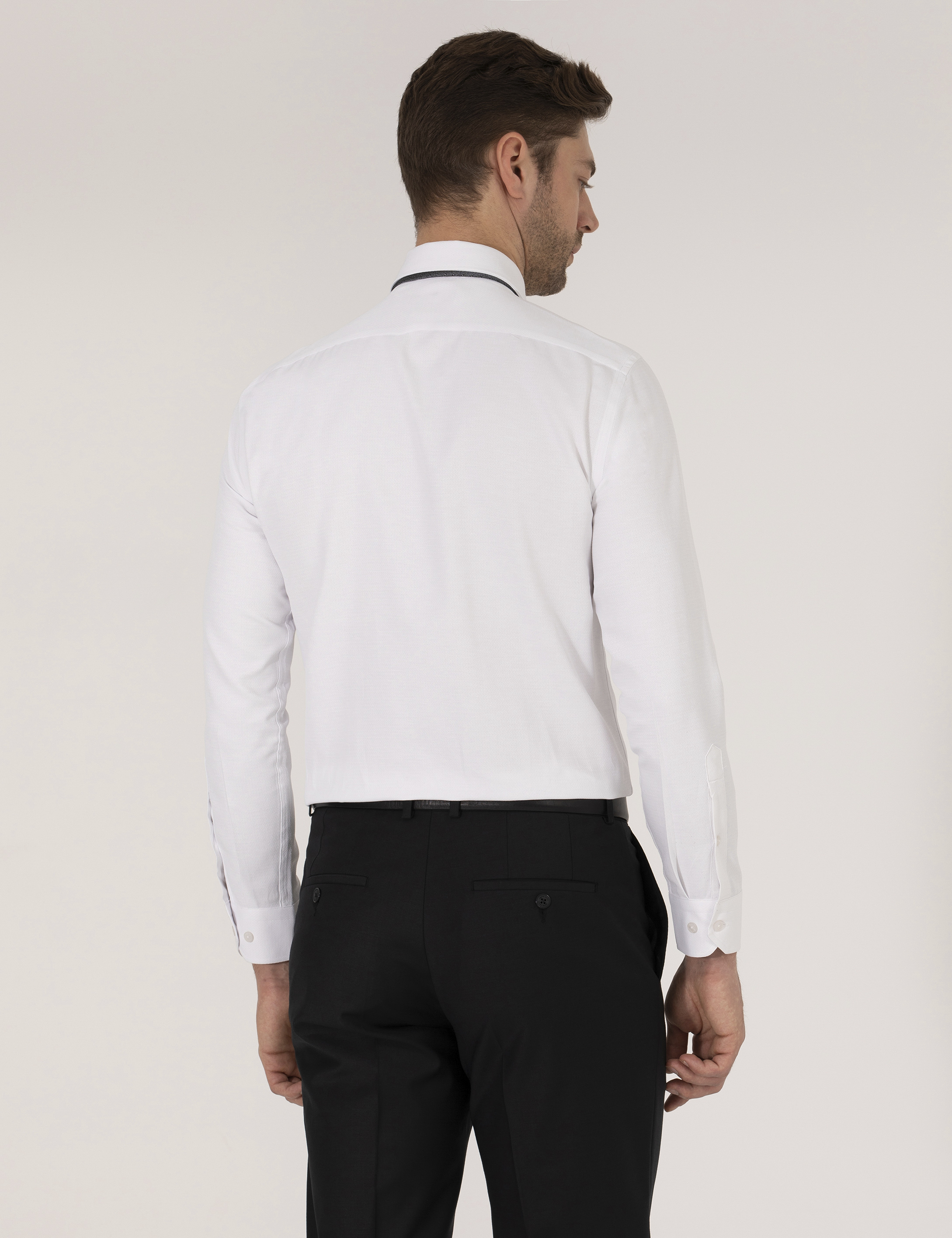 Beyaz Slim Fit Uzun Kollu Gömlek - Image 5
