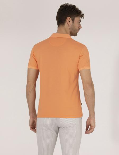 Açık Turuncu Slim Fit Polo Yaka Merserize Tişört - 50262665199