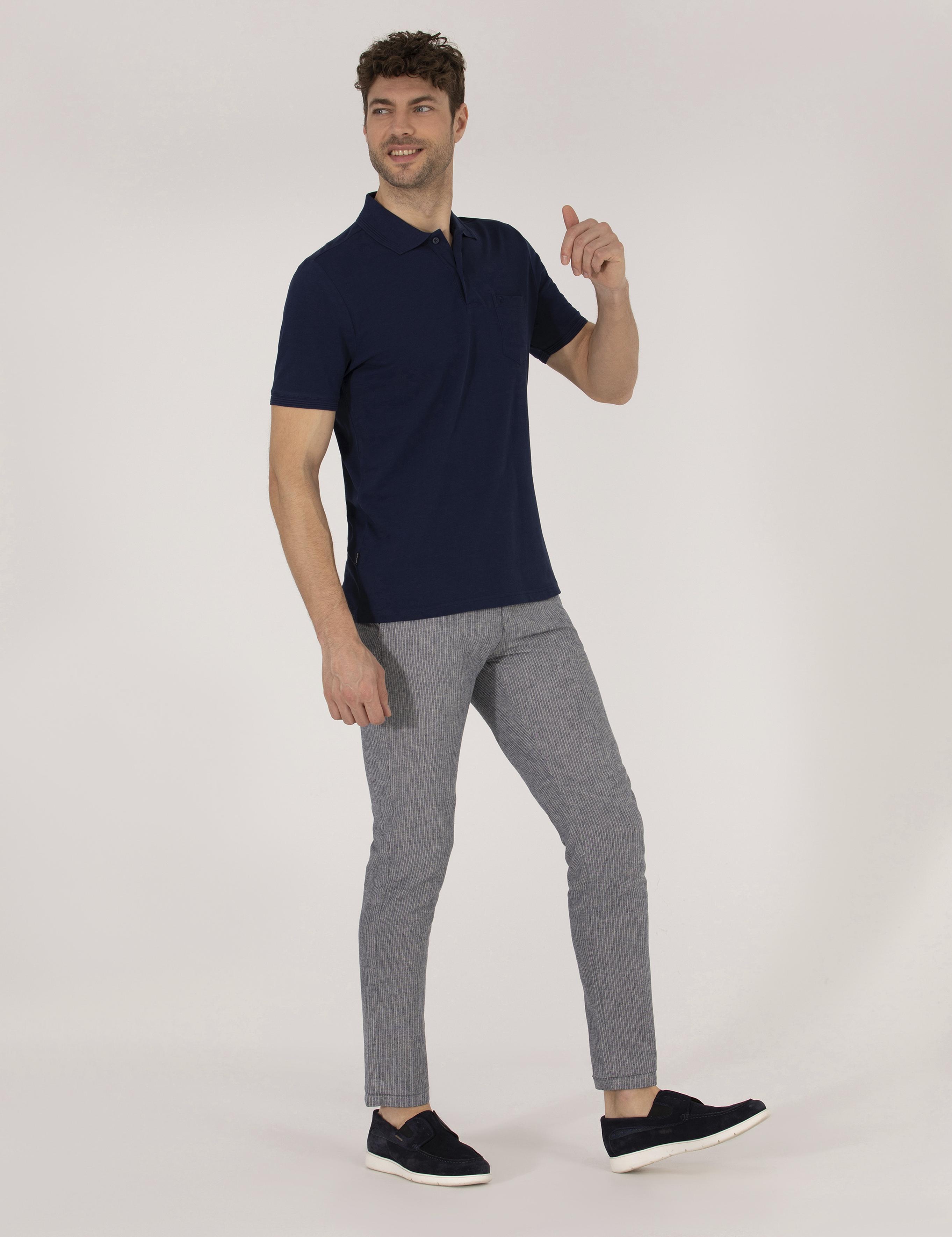 Lacivert Regular Fit Polo Yaka Basic Tişört