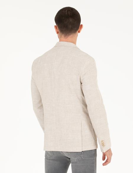 Bej Keten Karışımlı Spor Ceket - 50264615050