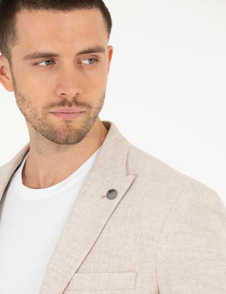 Bej Keten Karışımlı Spor Ceket - 50264615050