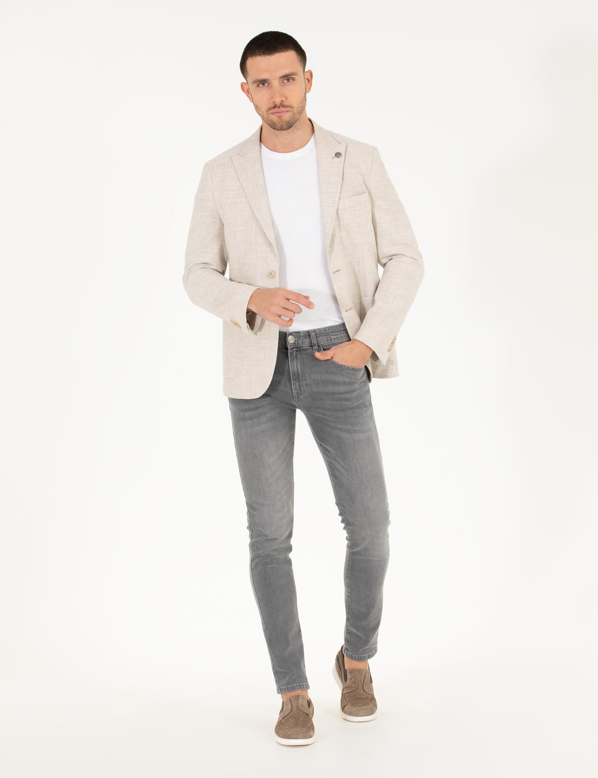 Bej Keten Karışımlı Spor Ceket - 50264615050