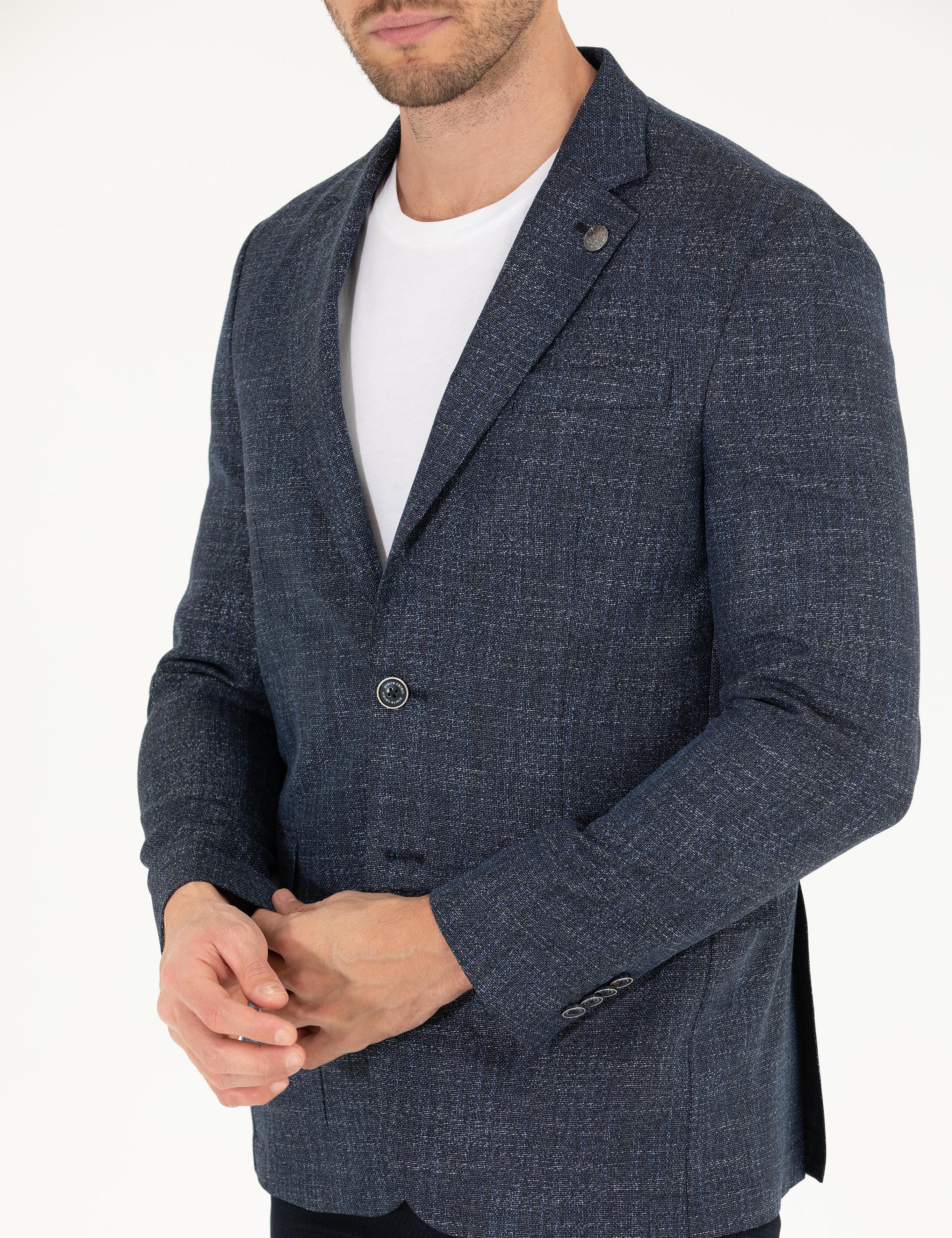 Lacivert Slim Fit Blazer Ceket