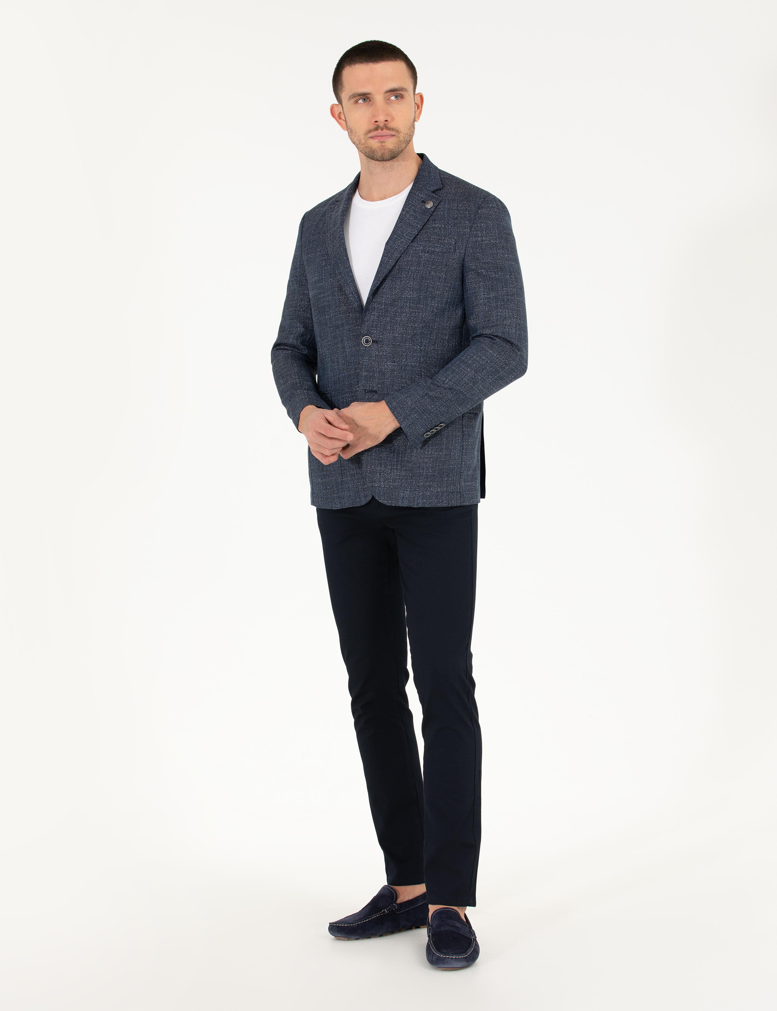 Lacivert Slim Fit Blazer Ceket