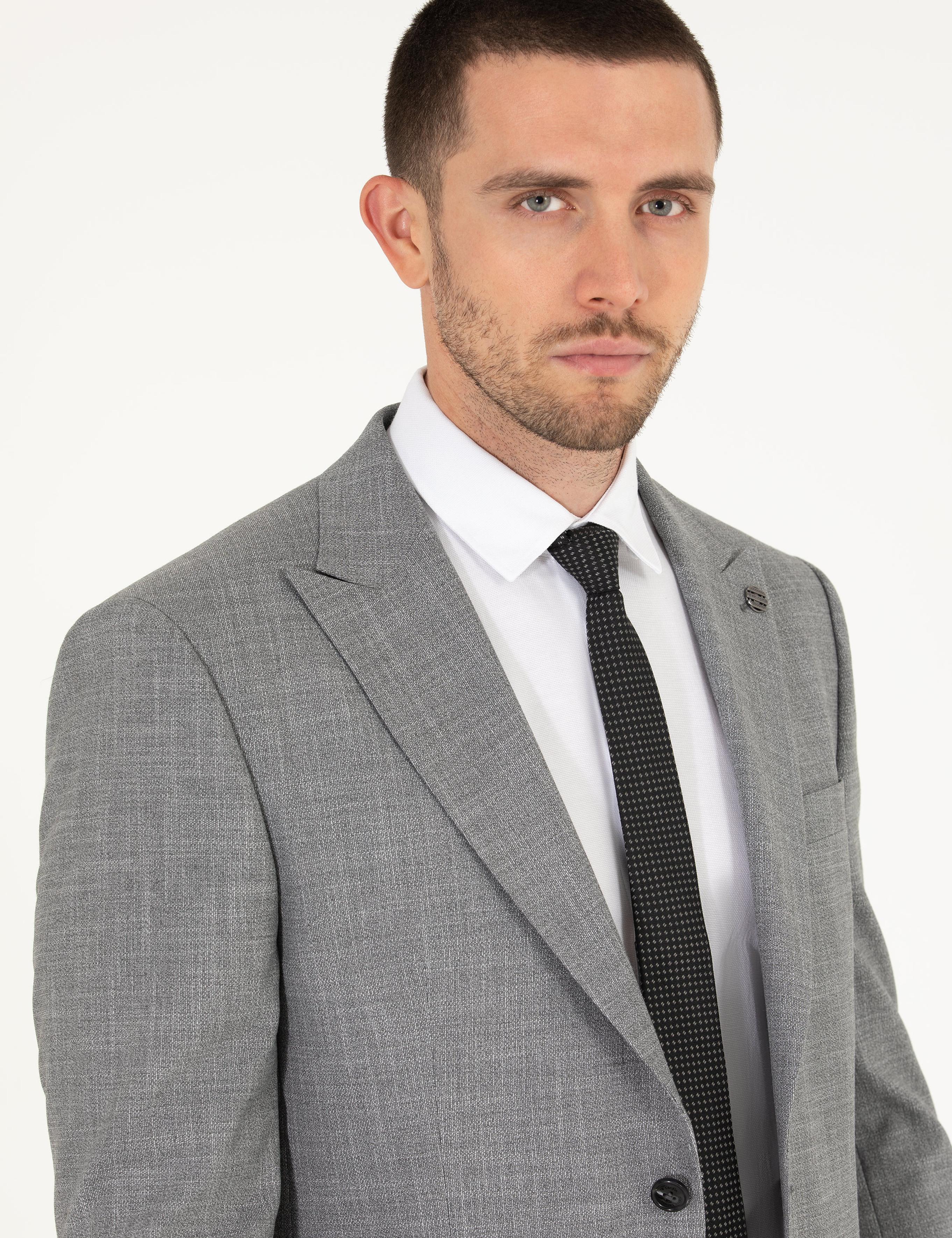 Gri Slim Fit Takım Elbise