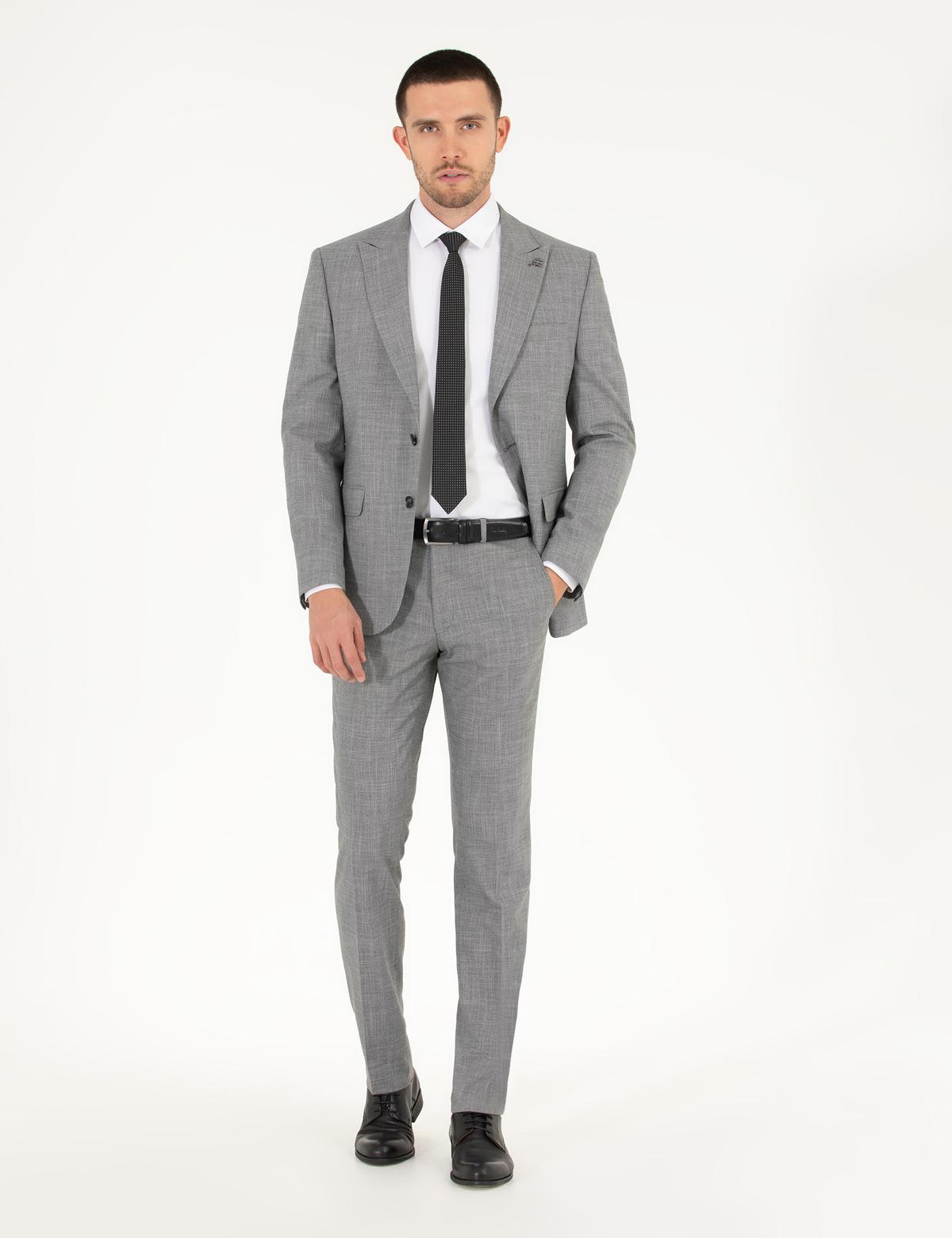 Gri Slim Fit Takım Elbise