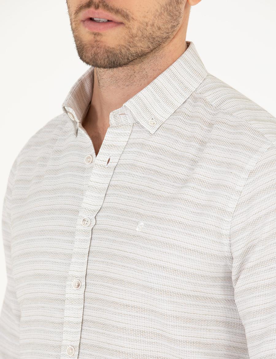 Haki Slim Fit Uzun Kollu Gömlek