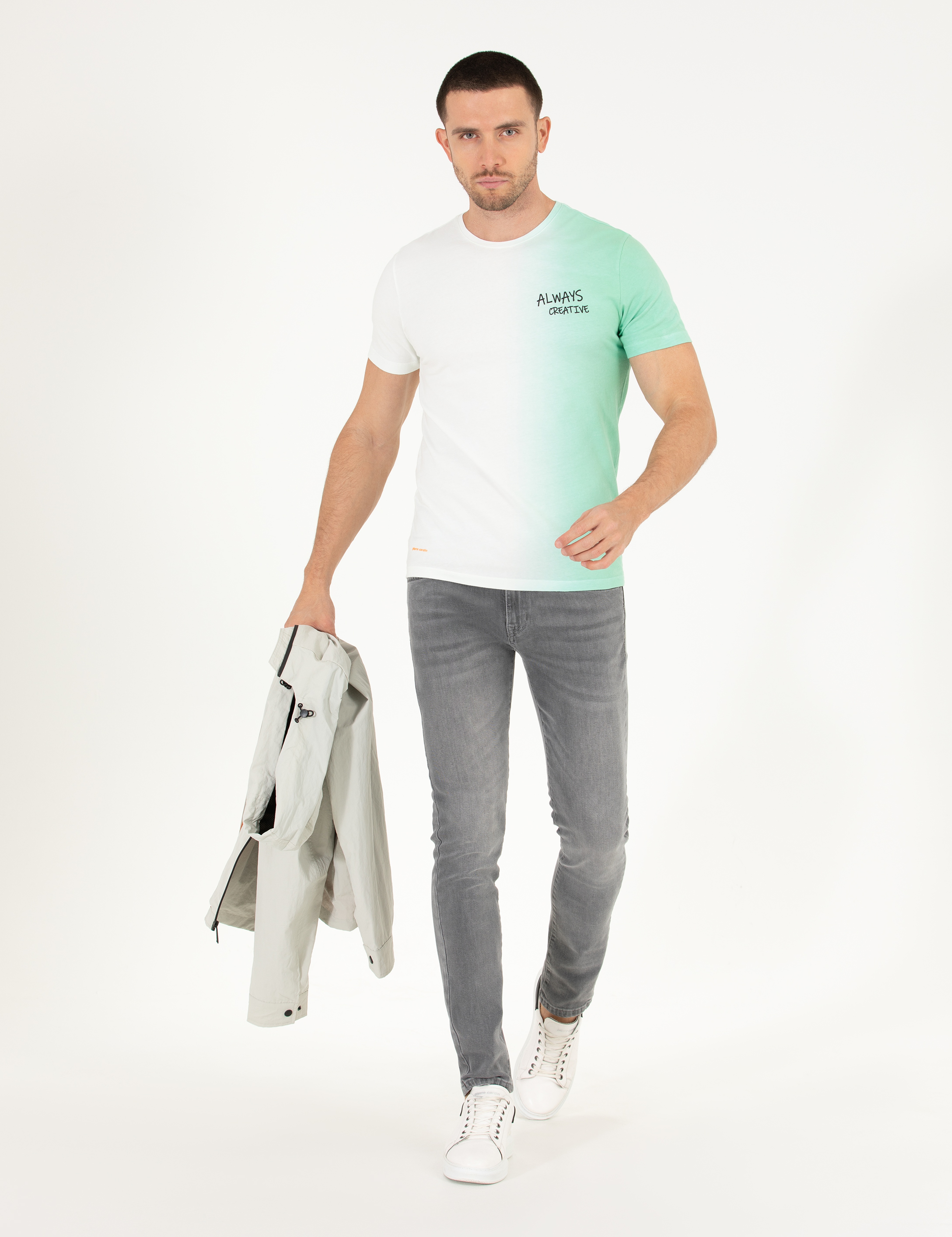 Gri Slim Fit Jean Pantolon - Image 3