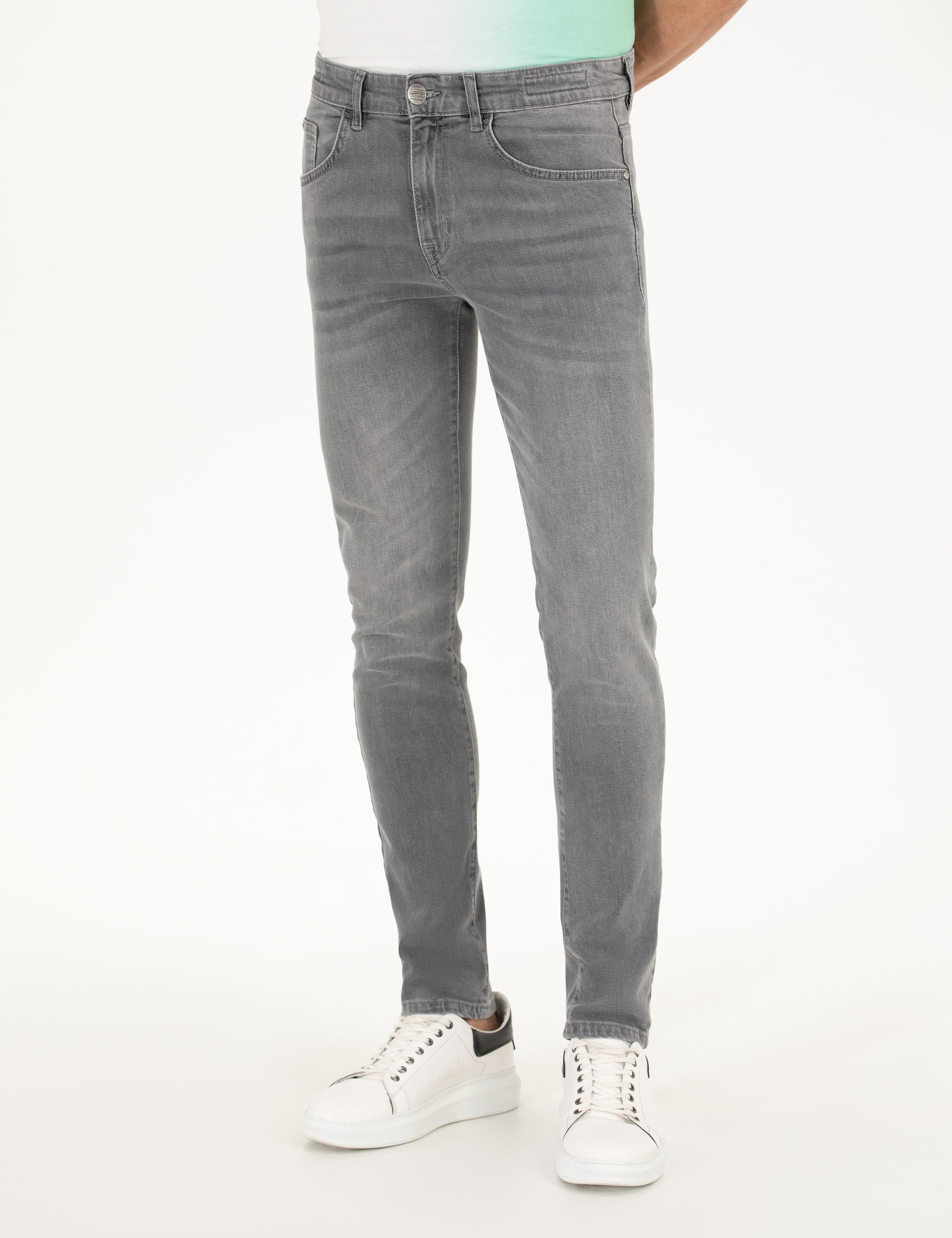Gri Slim Fit Jean Pantolon - Image 2