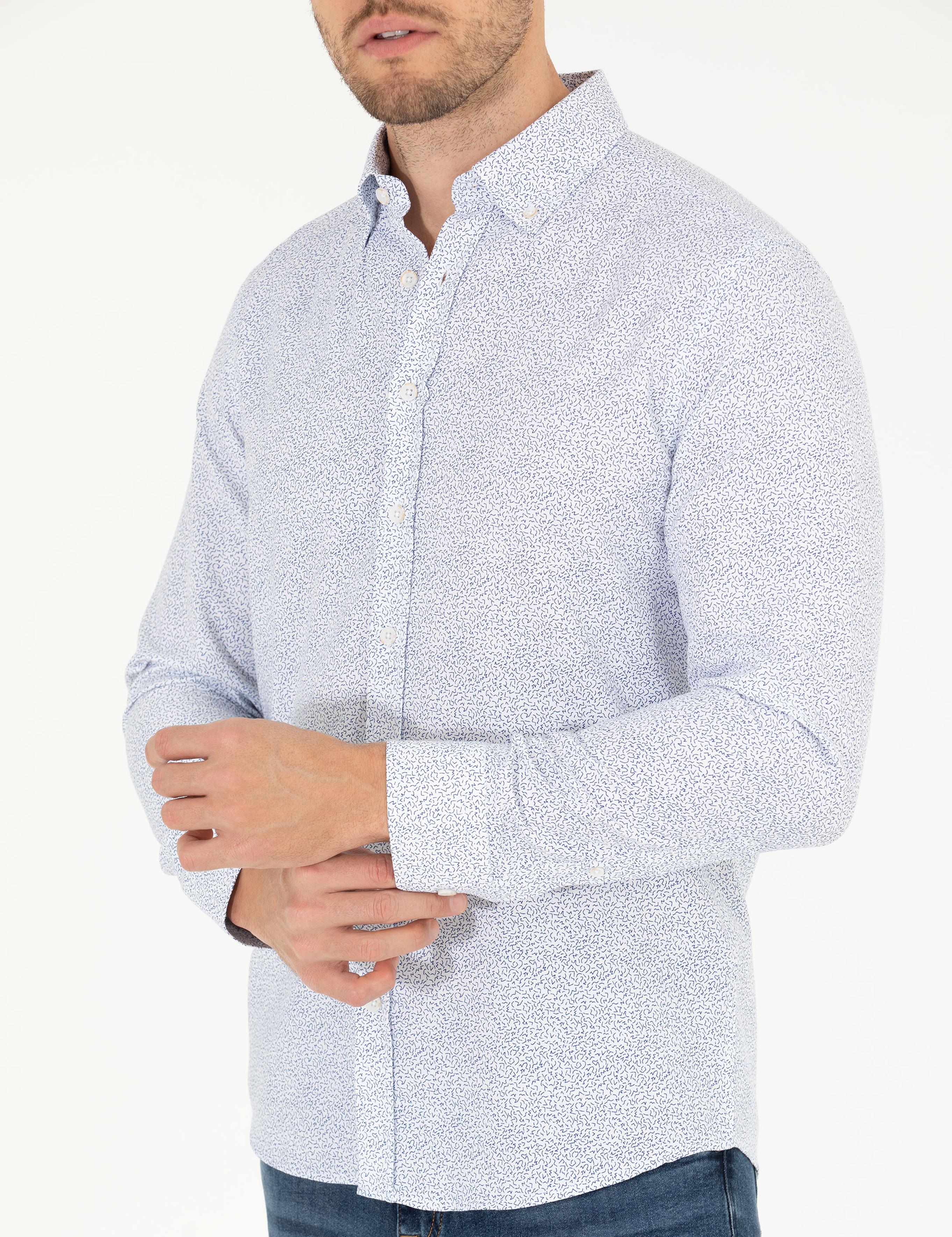 Mavi Slim Fit Uzun Kollu Gömlek