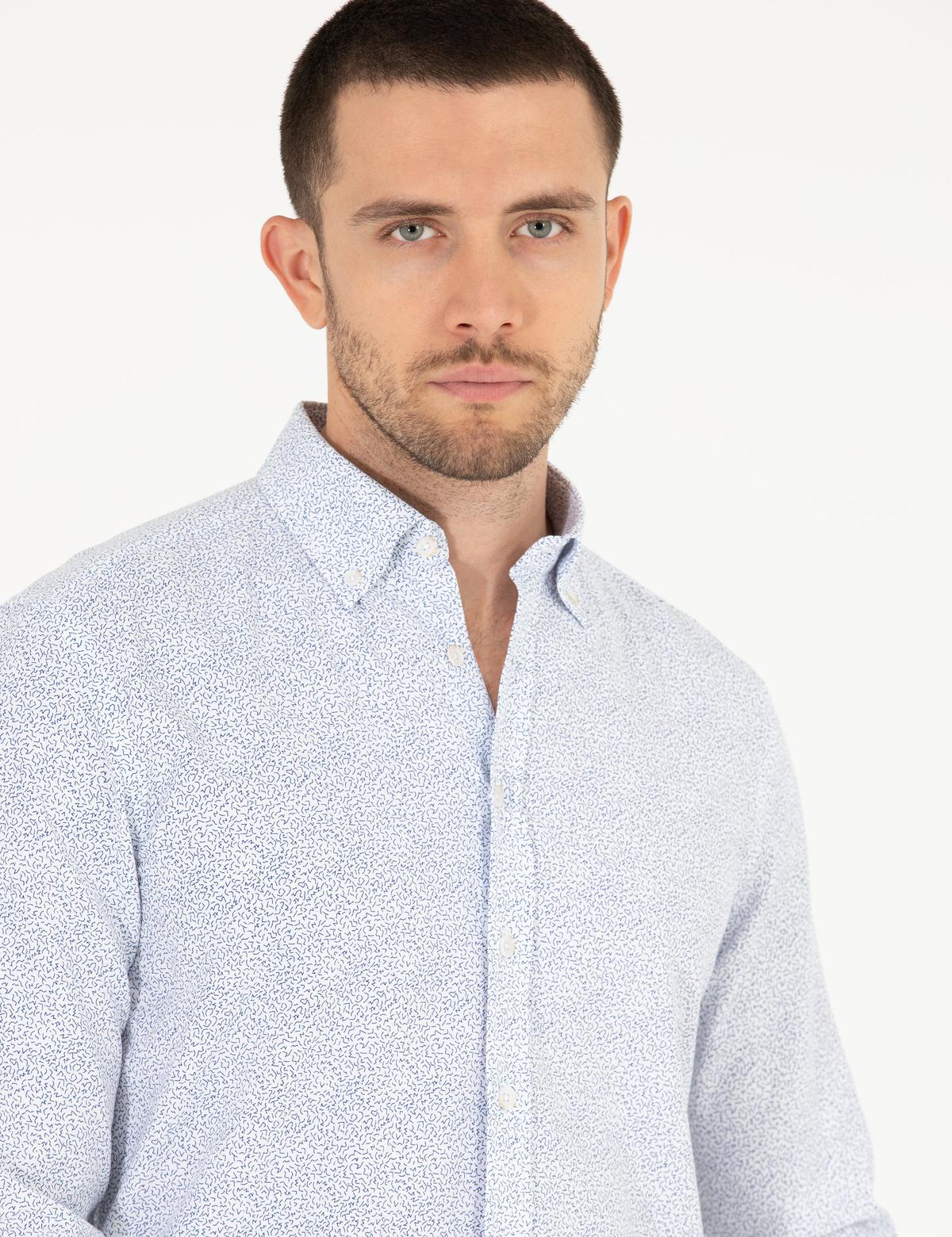 Mavi Slim Fit Uzun Kollu Gömlek