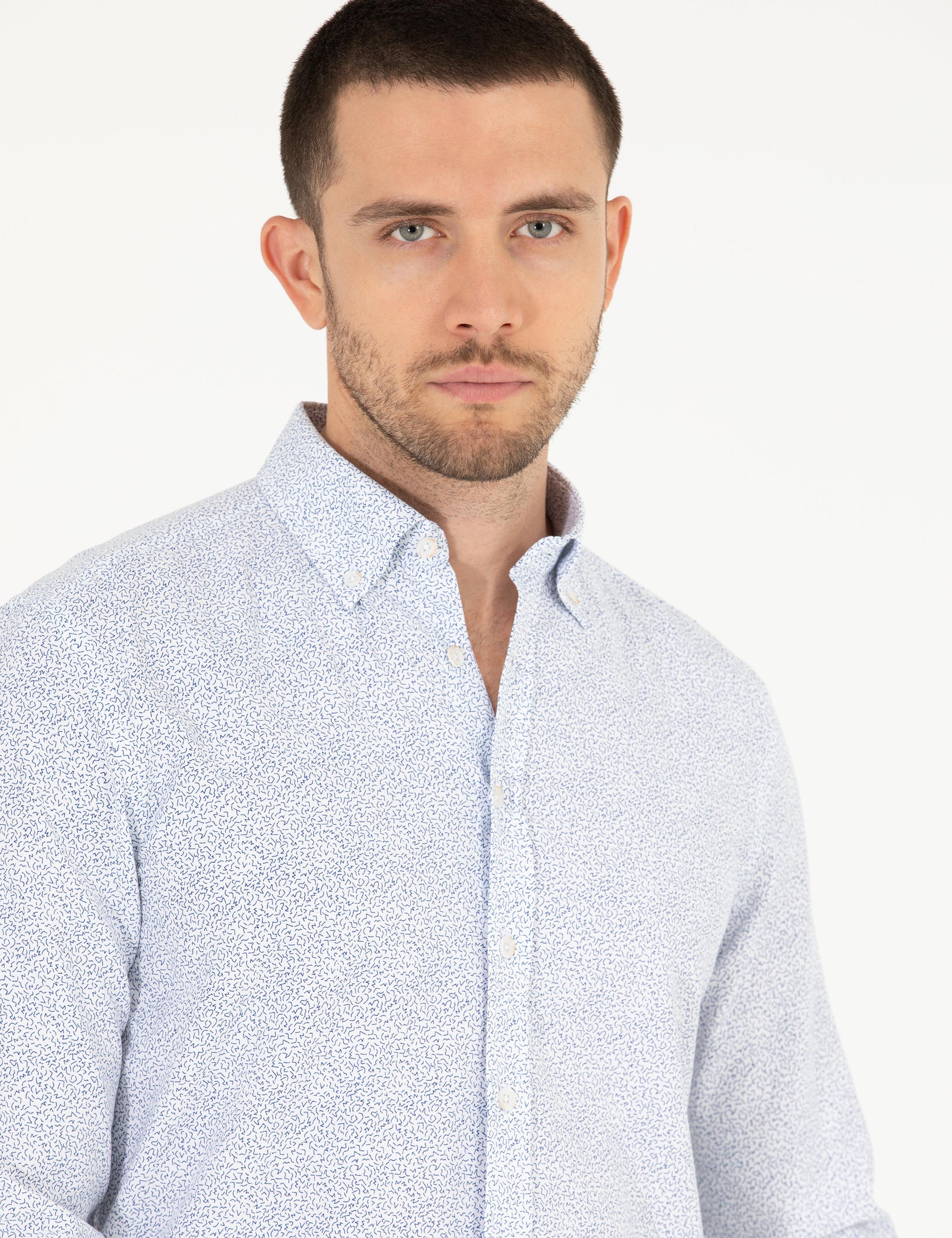 Mavi Slim Fit Uzun Kollu Gömlek