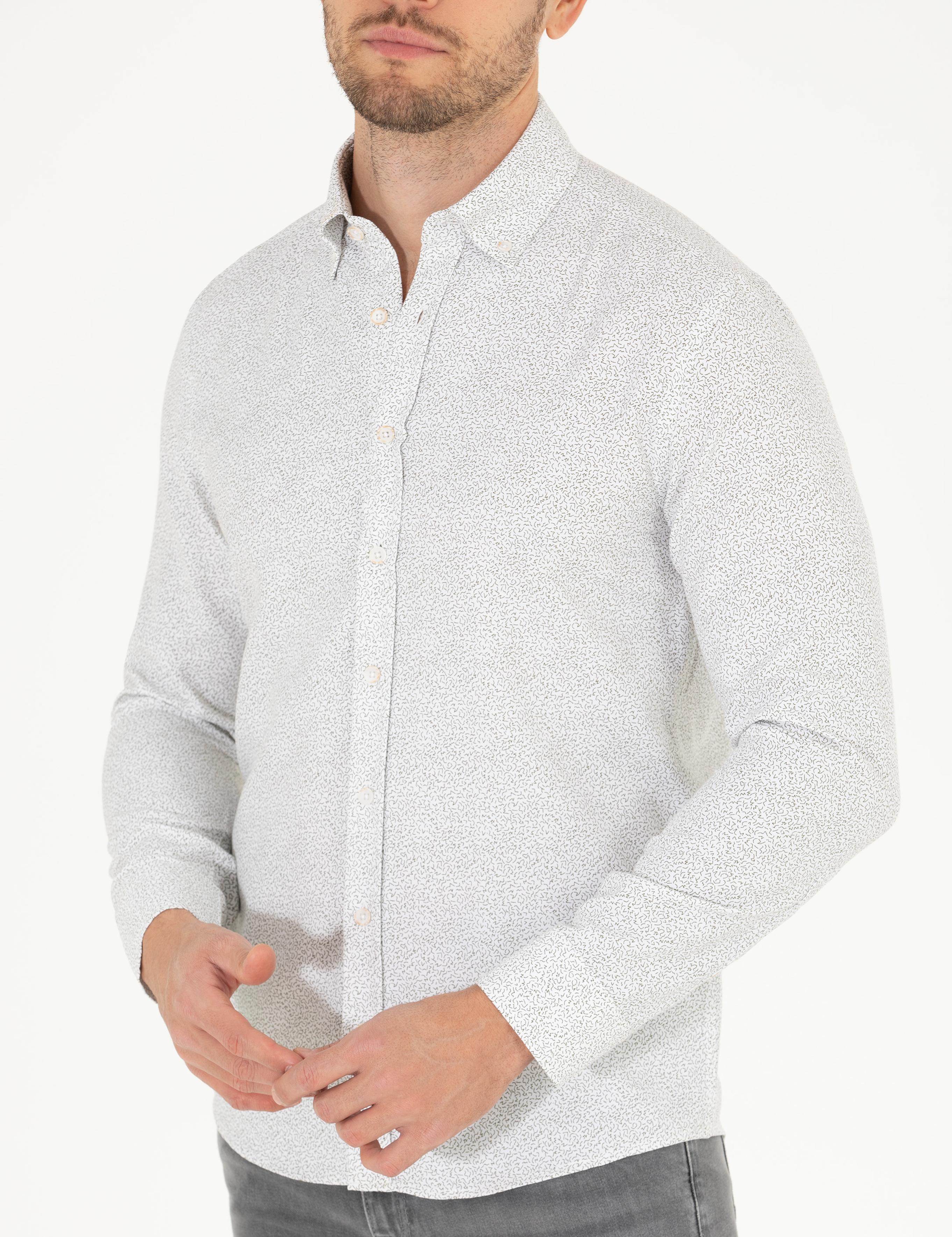 Haki Slim Fit Uzun Kollu Gömlek