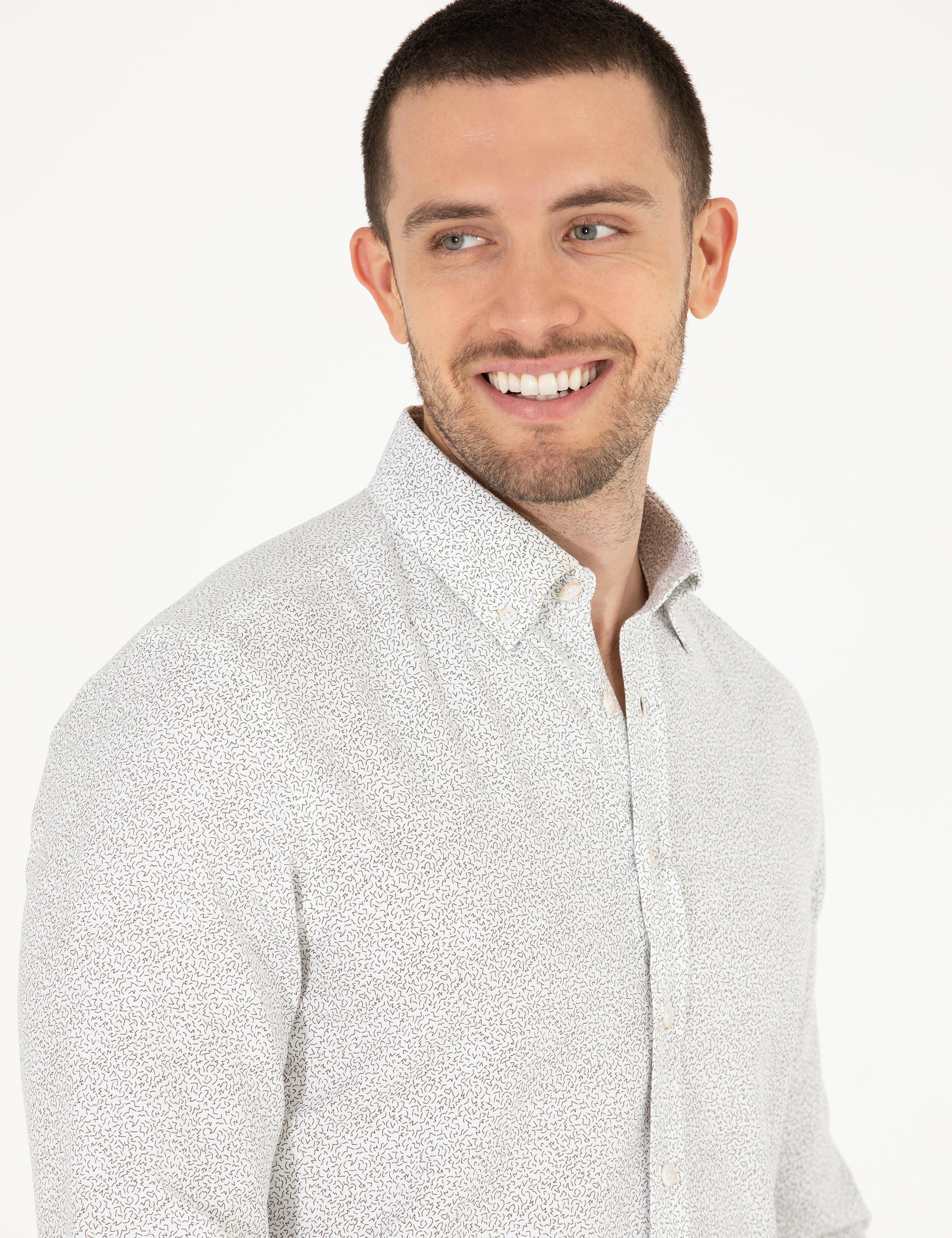 Haki Slim Fit Uzun Kollu Gömlek