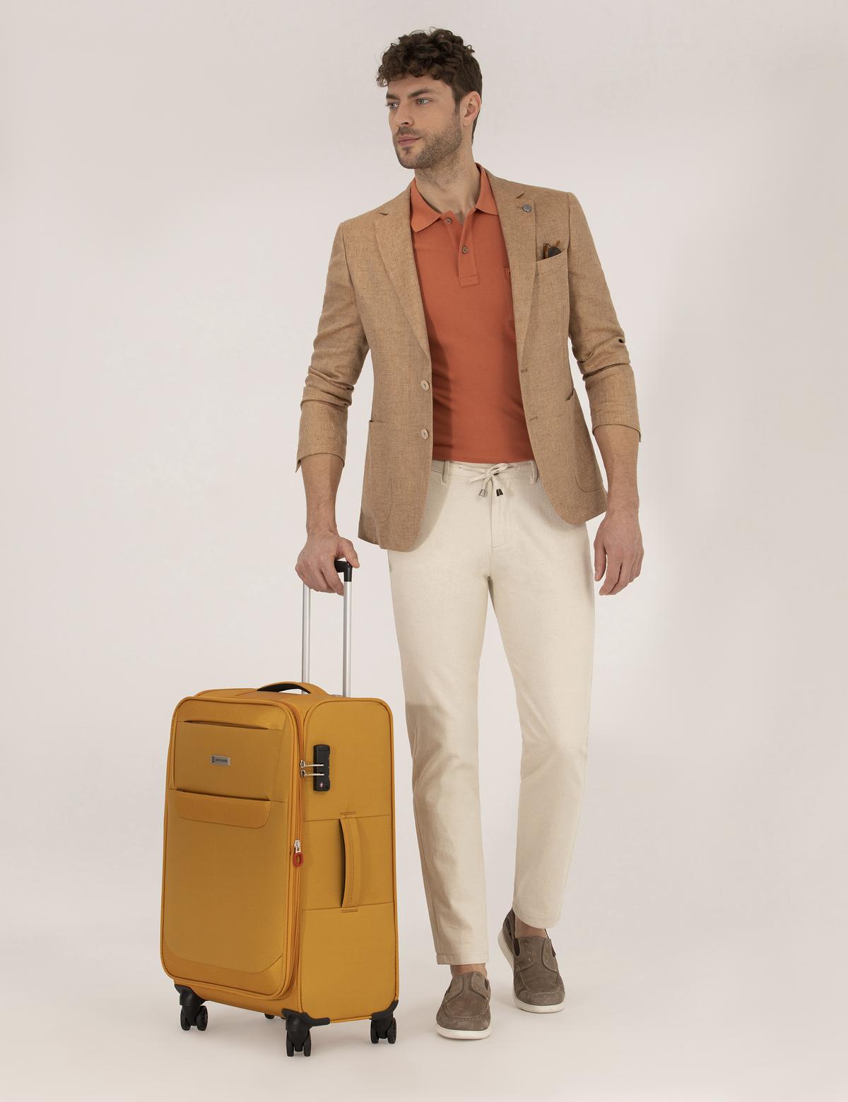 Turuncu Keten Karışımlı Spor Ceket - 50264611008