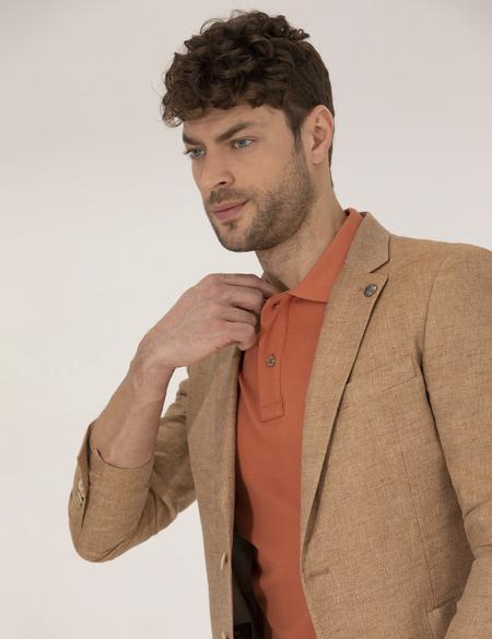 Turuncu Keten Karışımlı Spor Ceket - 50264611008