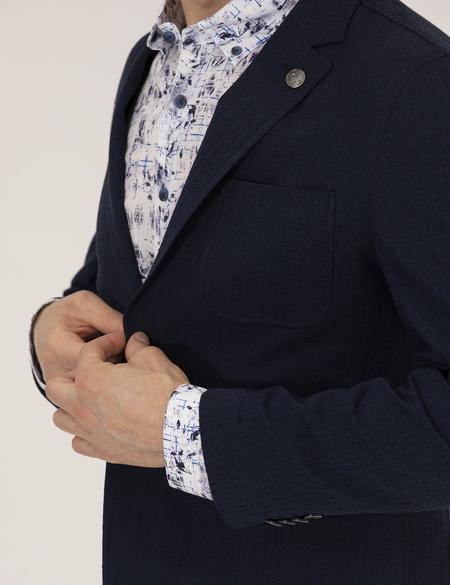 Lacivert Yün Karışımlı Spor Ceket - 50264612017