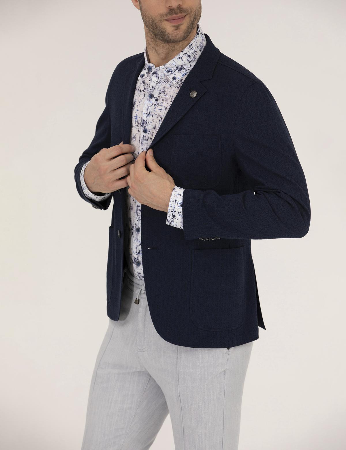 Lacivert Yün Karışımlı Spor Ceket - 50264612017