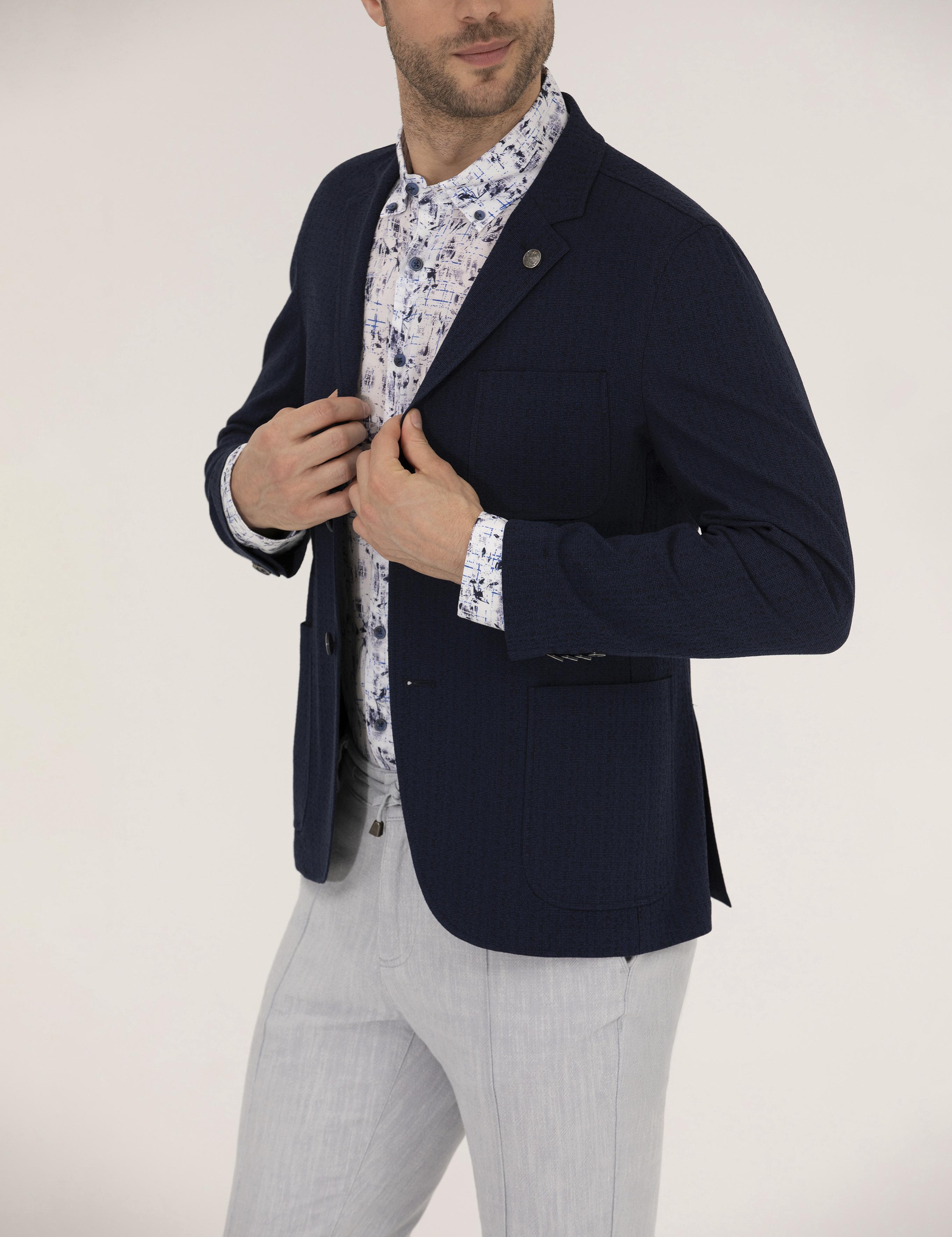 Lacivert Yün Karışımlı Spor Ceket