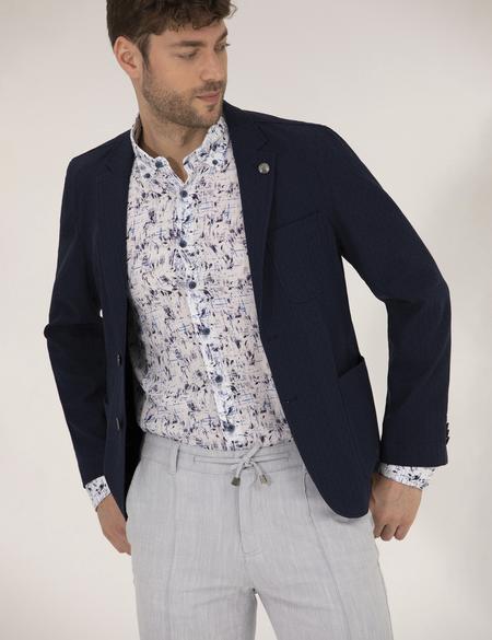 Lacivert Yün Karışımlı Spor Ceket - 50264612017