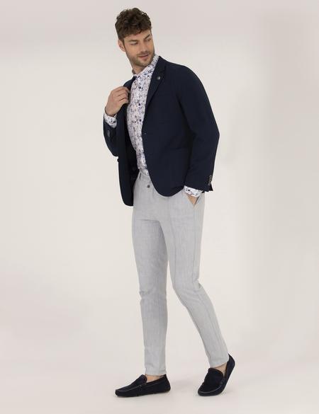 Lacivert Yün Karışımlı Spor Ceket - 50264612017