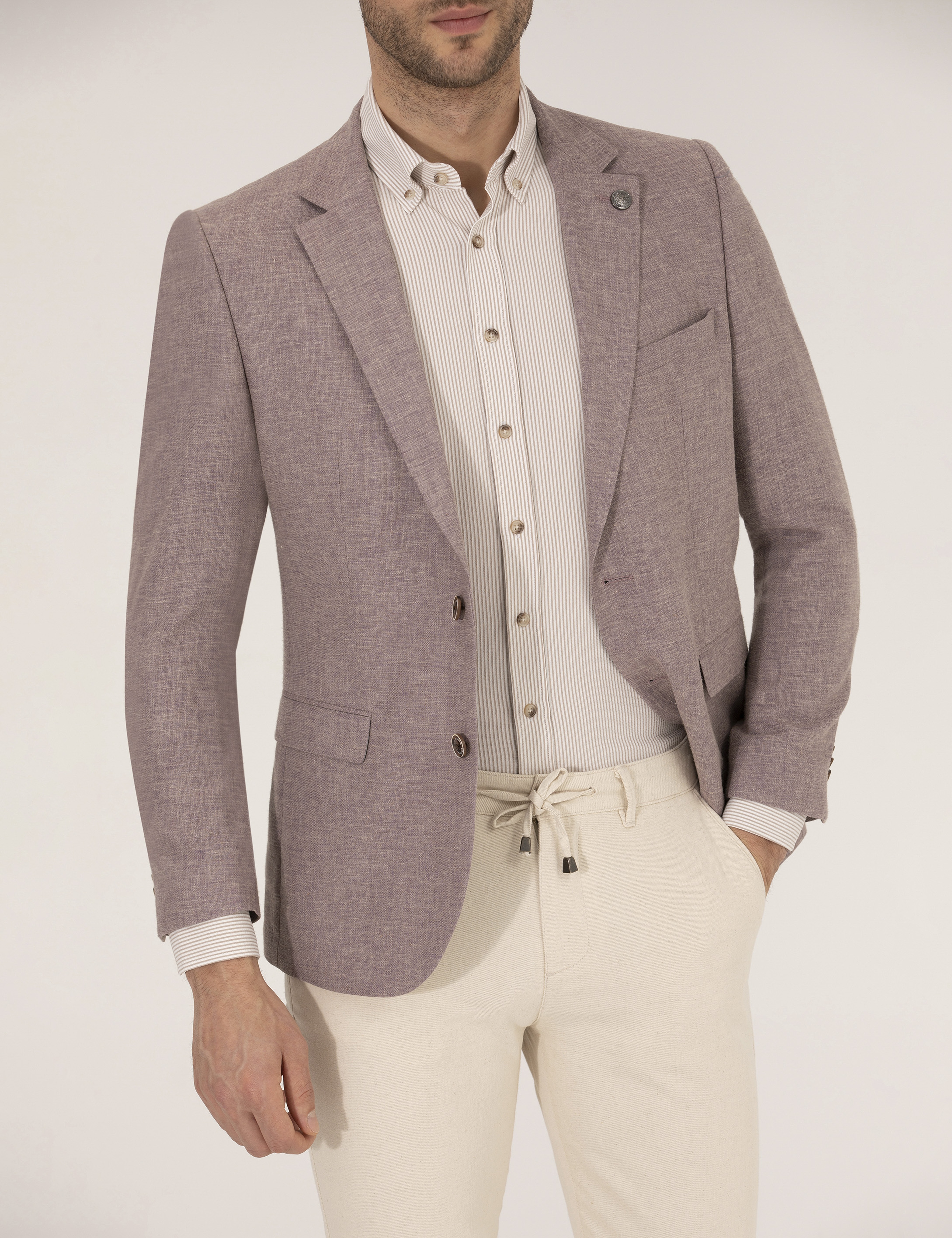 Gül Kurusu Keten Karışımlı Blazer Ceket - Image 6