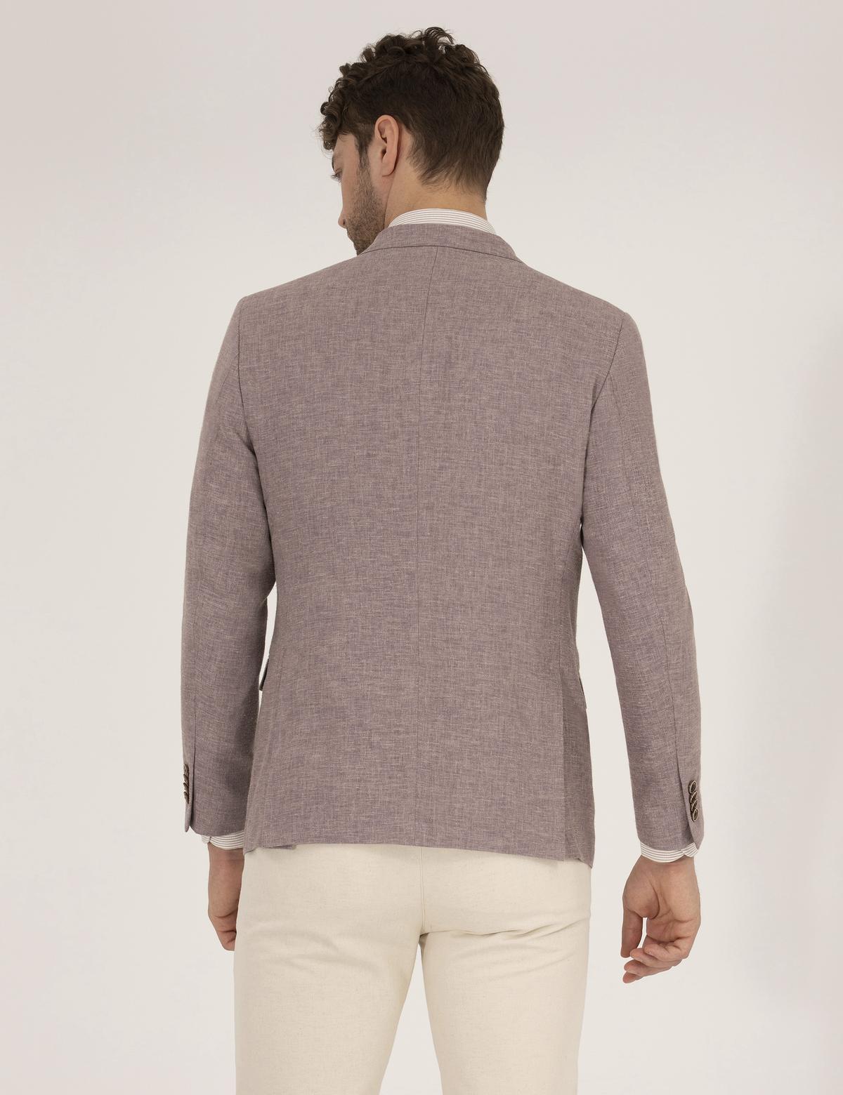 Gül Kurusu Keten Karışımlı Blazer Ceket - 50264619074