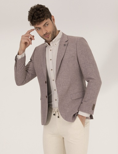 Gül Kurusu Keten Karışımlı Blazer Ceket