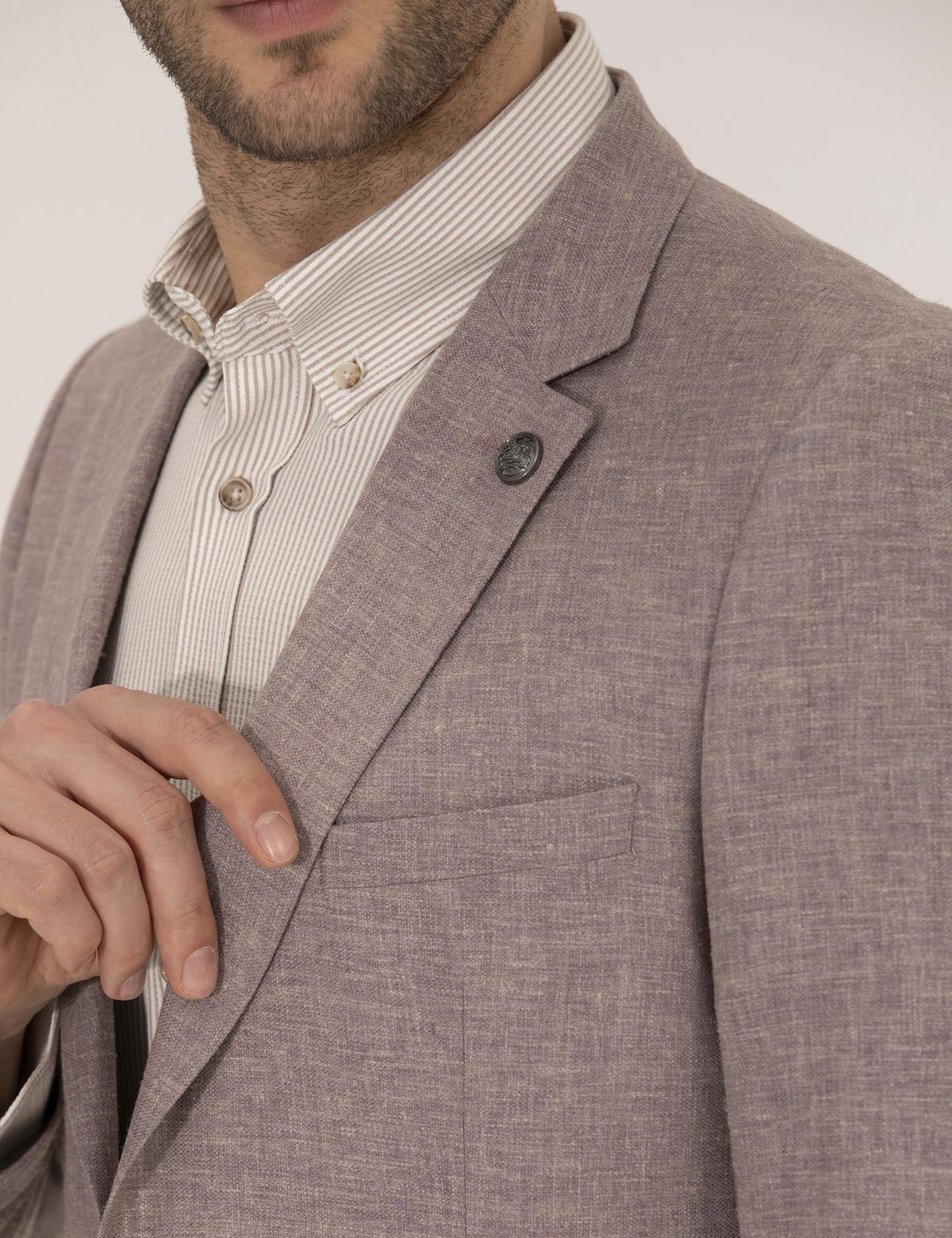 Gül Kurusu Keten Karışımlı Blazer Ceket - 50264619074