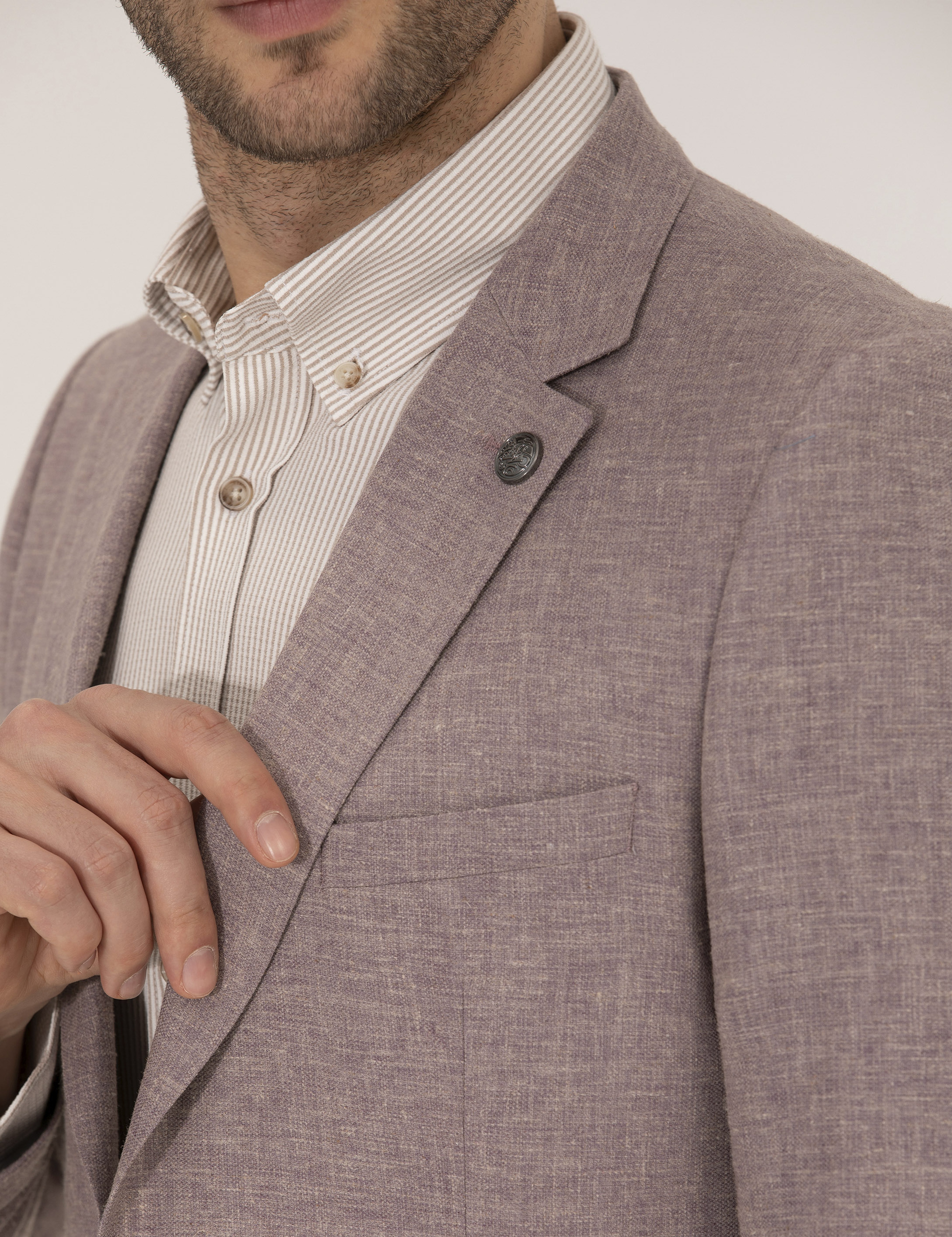 Gül Kurusu Keten Karışımlı Blazer Ceket - Image 7