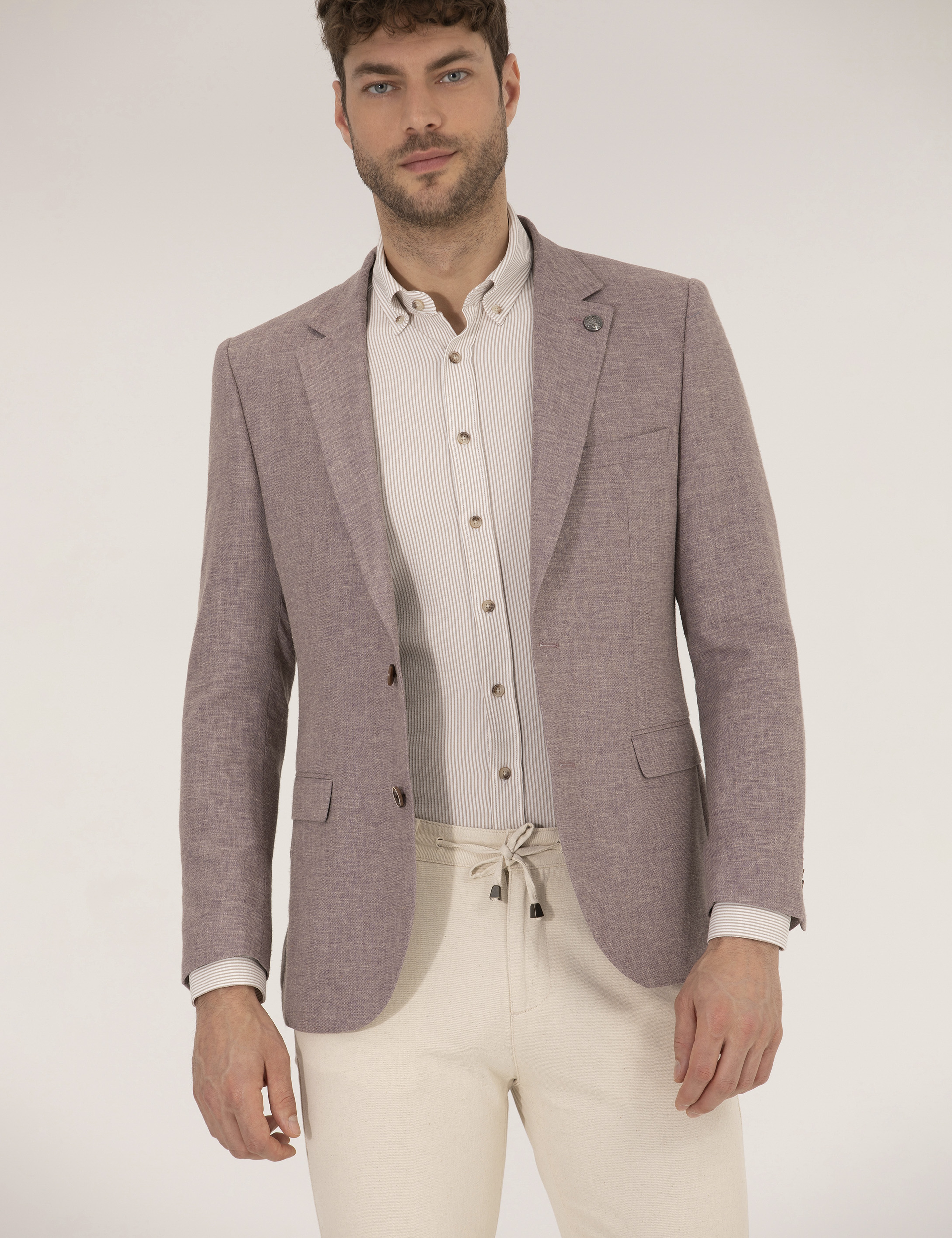Gül Kurusu Keten Karışımlı Blazer Ceket - Image 2