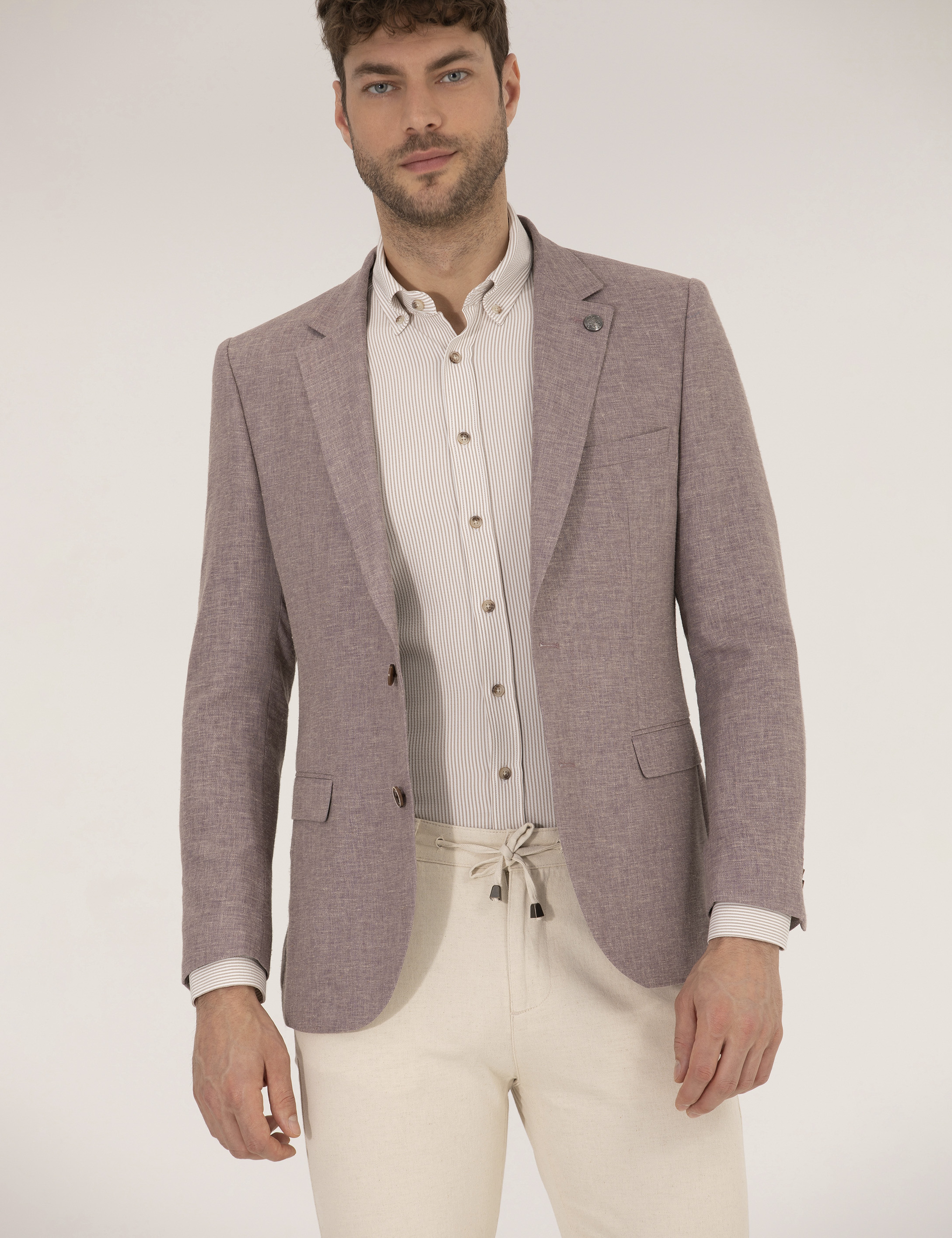 Gül Kurusu Keten Karışımlı Blazer Ceket