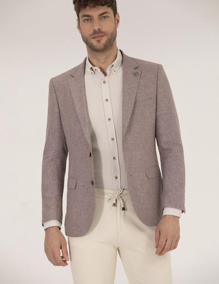 Gül Kurusu Keten Karışımlı Blazer Ceket - 50264619074