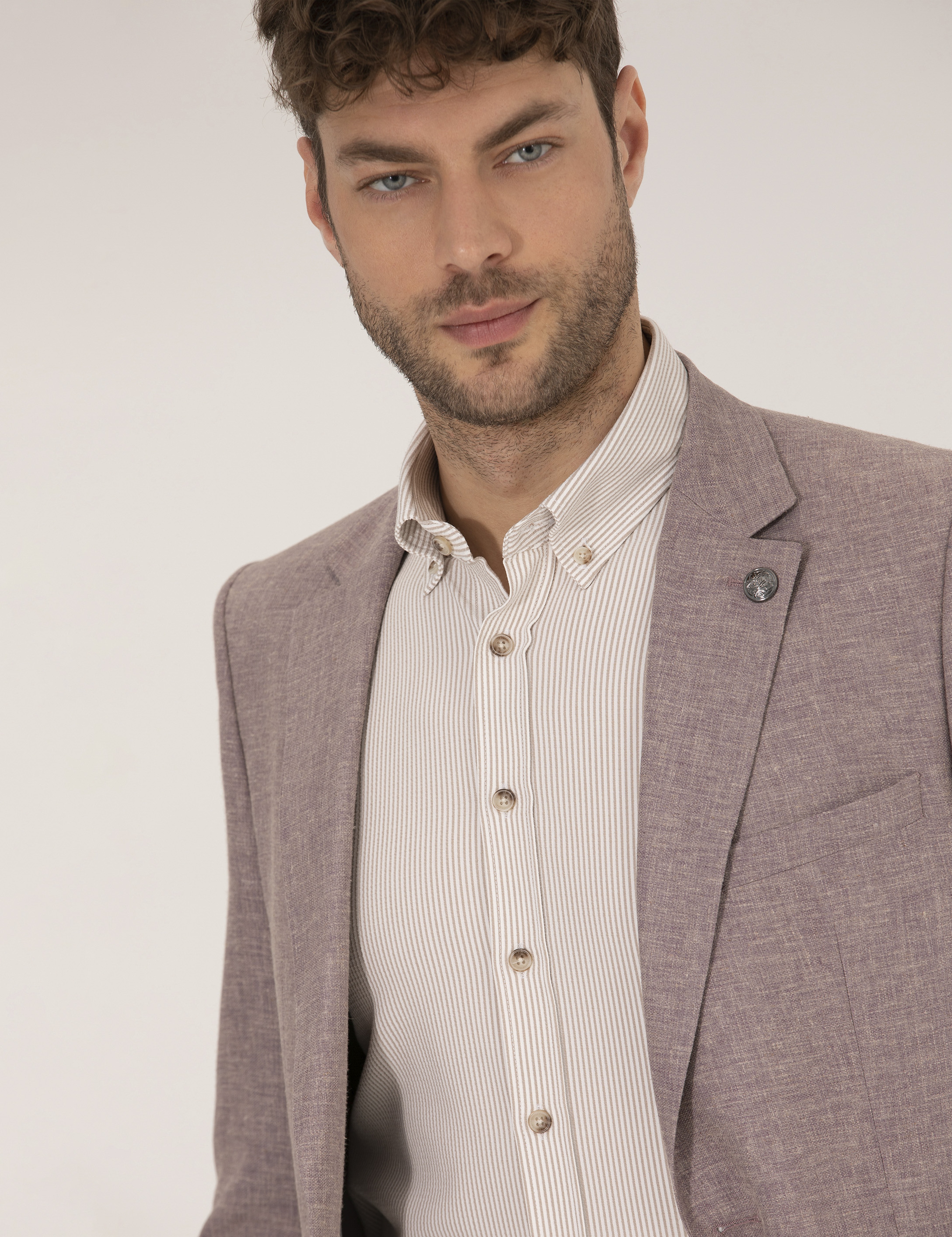 Gül Kurusu Keten Karışımlı Blazer Ceket - Image 3
