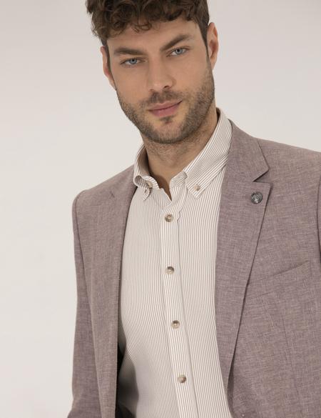 Gül Kurusu Keten Karışımlı Blazer Ceket - 50264619074