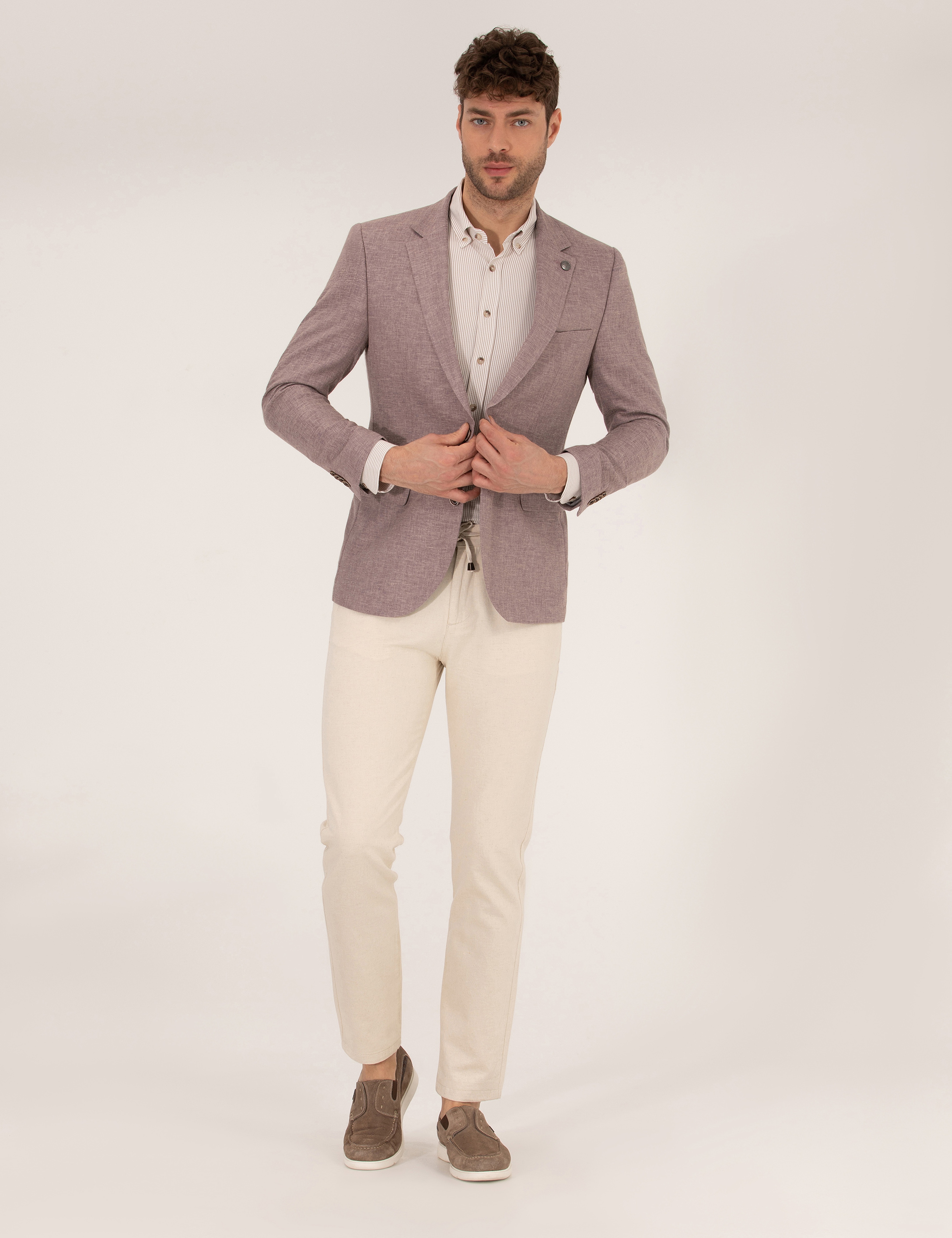 Gül Kurusu Keten Karışımlı Blazer Ceket