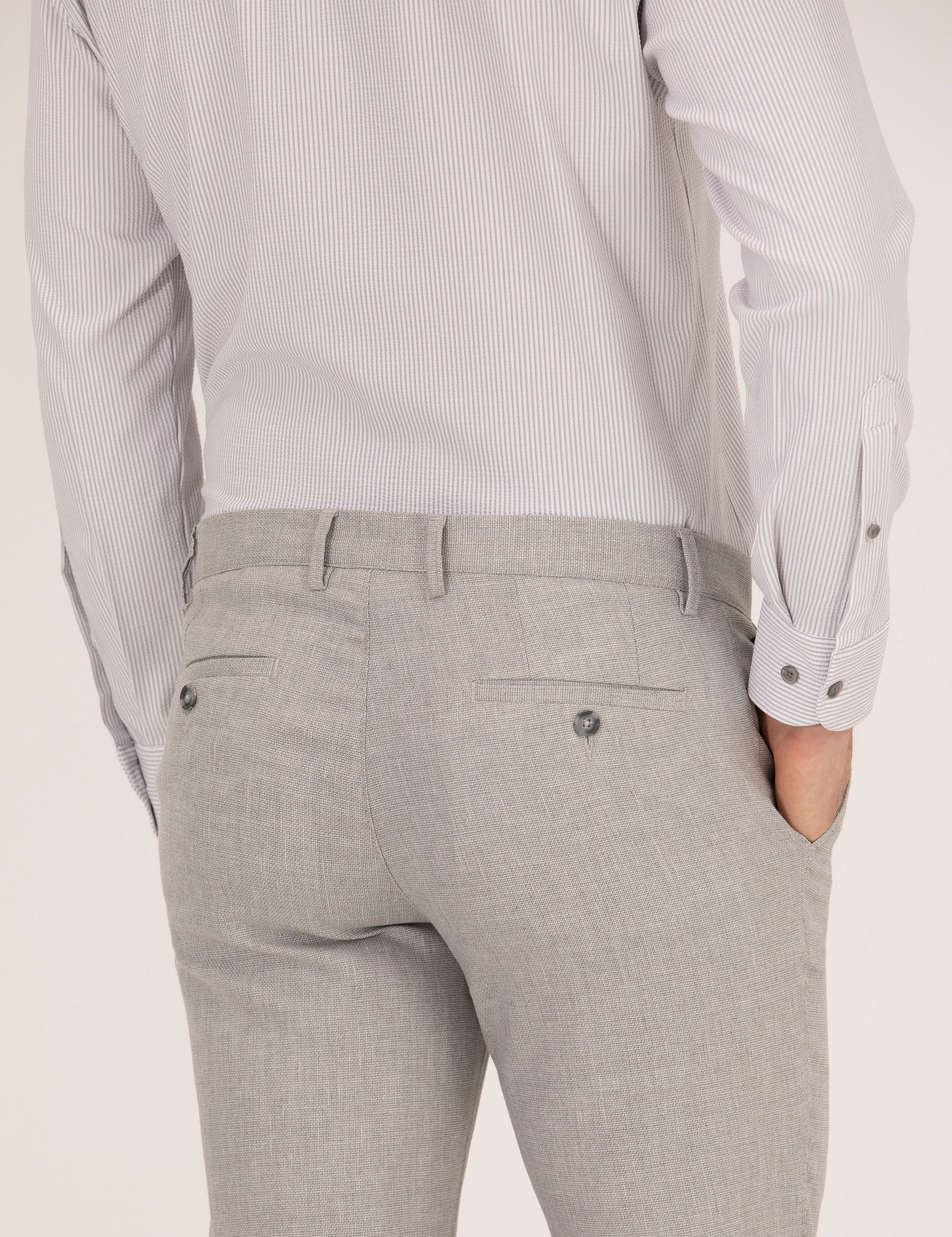 Gri Slim Fit Kumaş Pantolon - Image 7