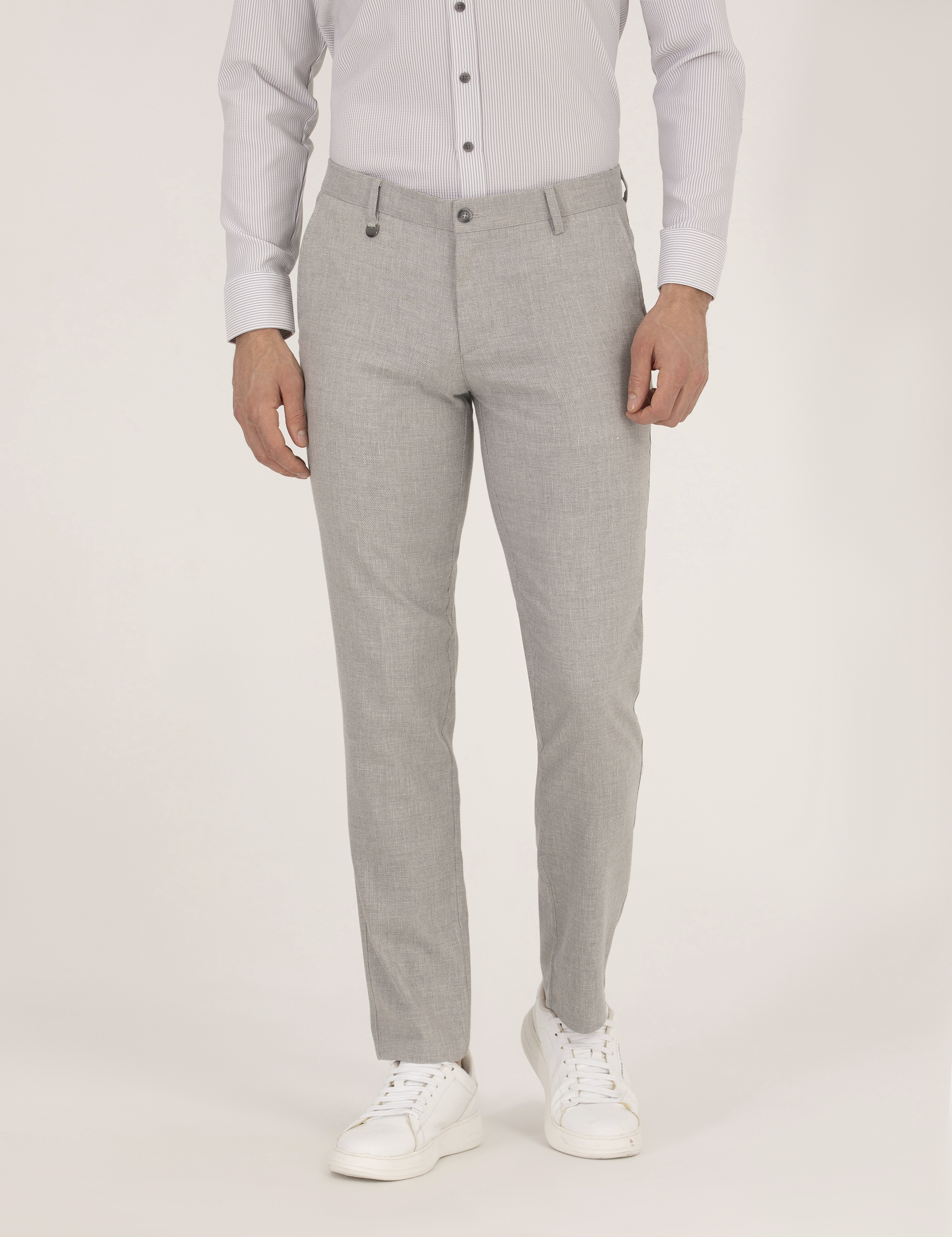 Gri Slim Fit Kumaş Pantolon - Image 2
