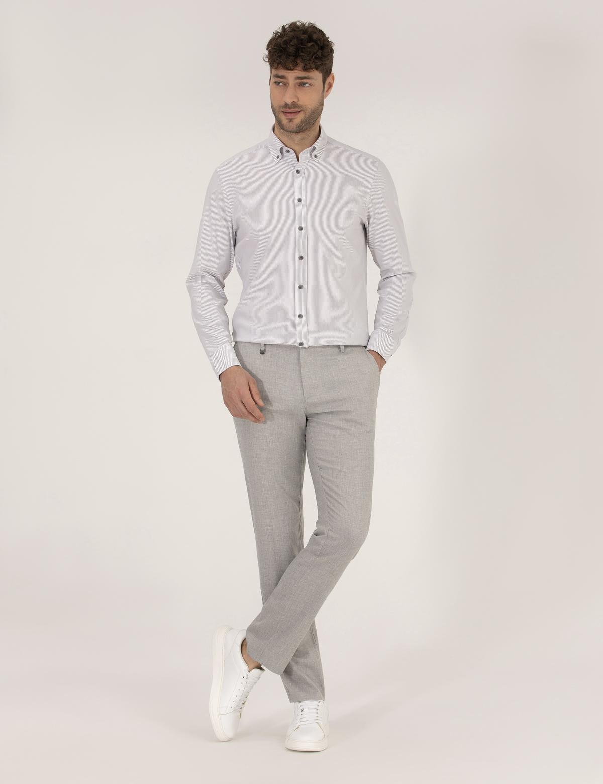 Gri Slim Fit Kumaş Pantolon