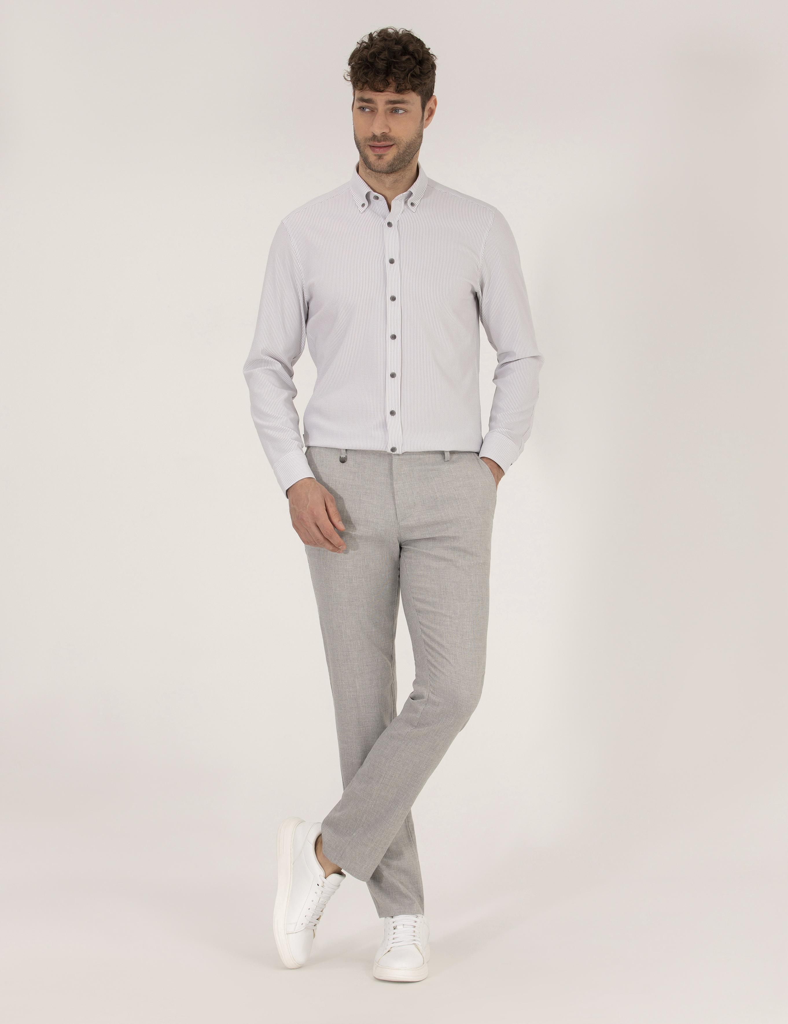 Gri Slim Fit Kumaş Pantolon